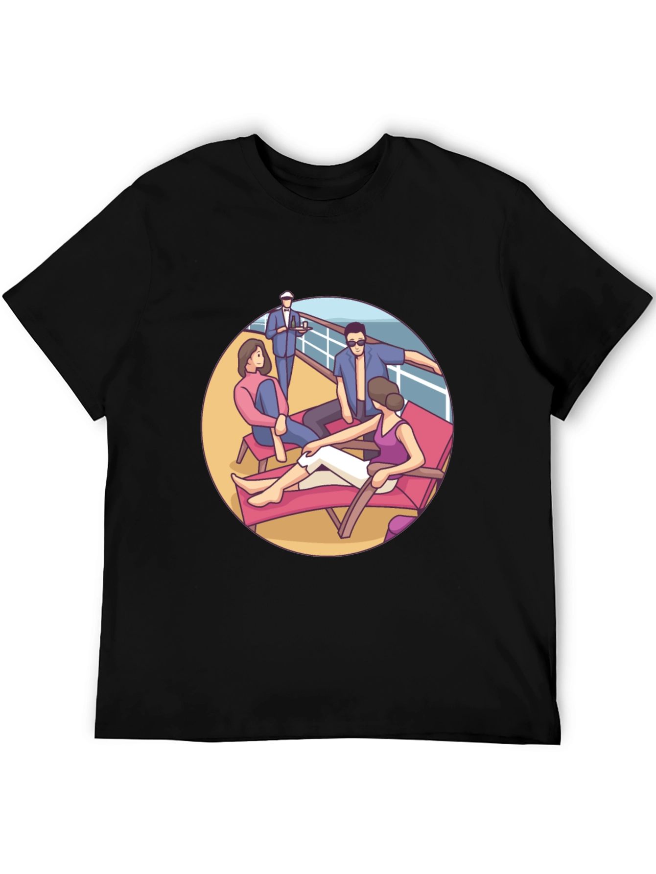Cruise Life Graphic T-Shirt Black Cotton Tee