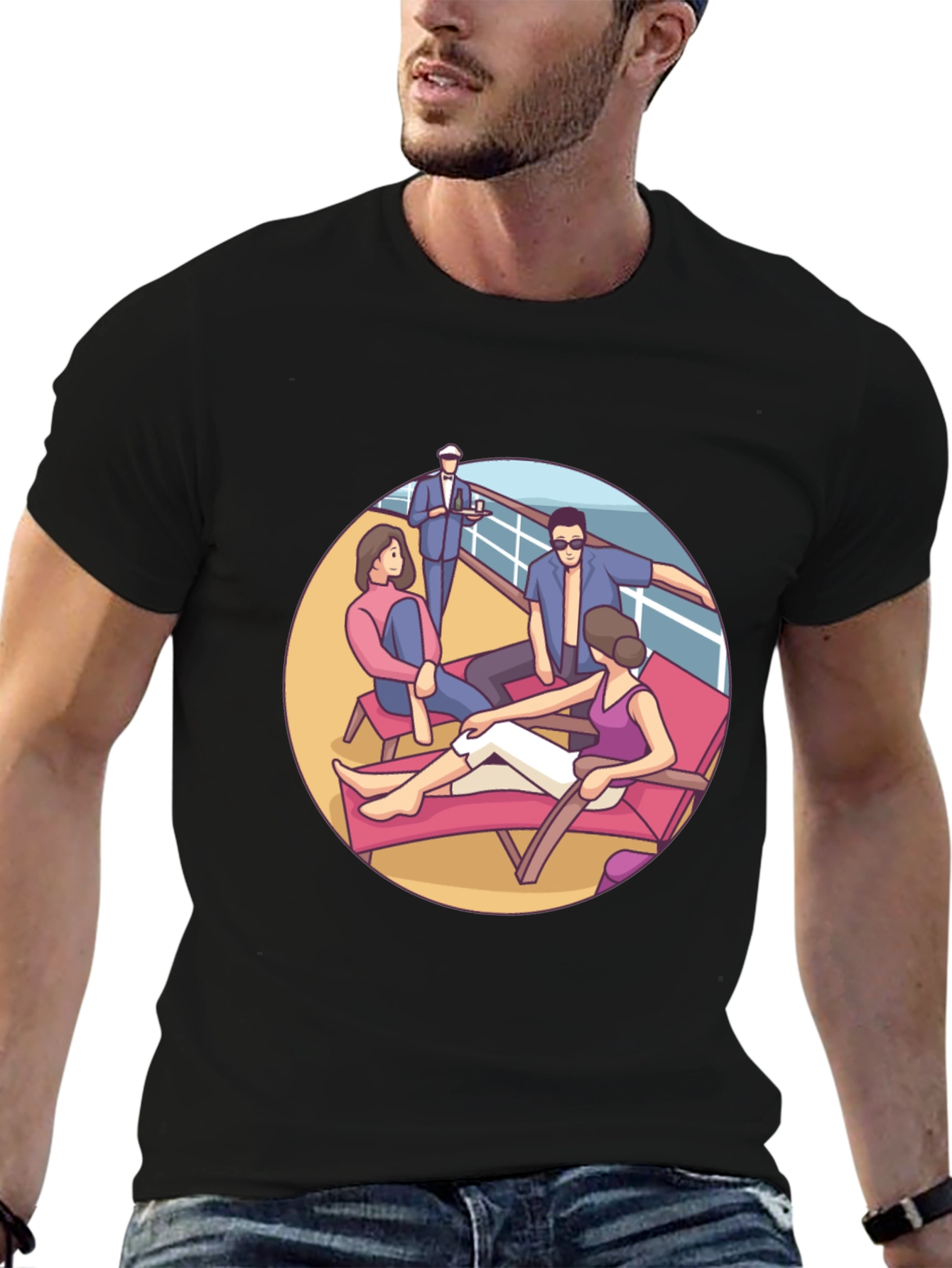 Cruise Life Graphic T-Shirt Black Cotton Tee
