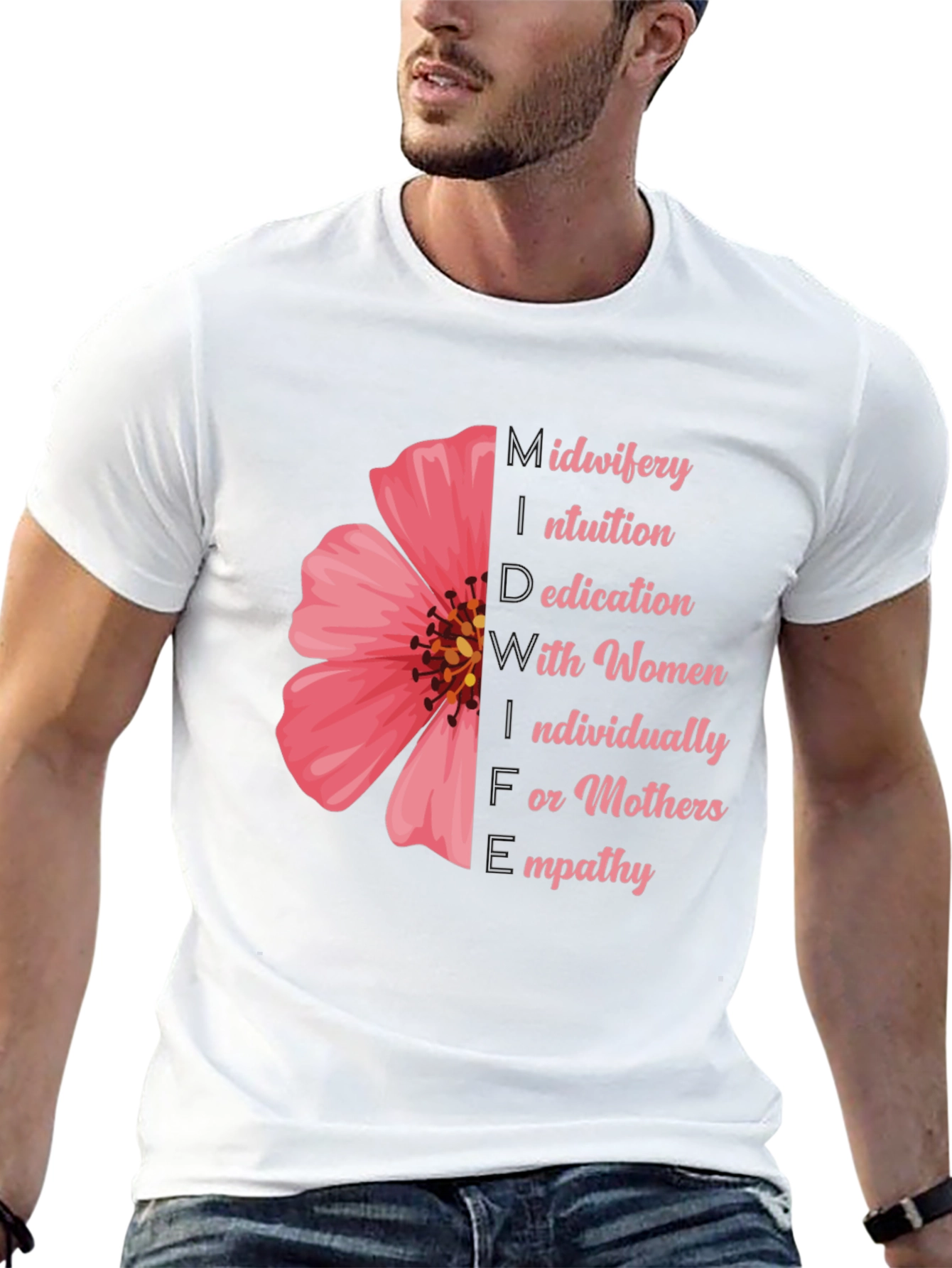 Empathetic Midwifery T-Shirt - Flower Design