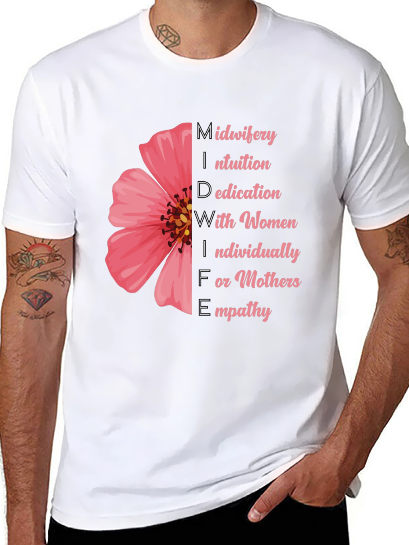 Empathetic Midwifery T-Shirt - Flower Design