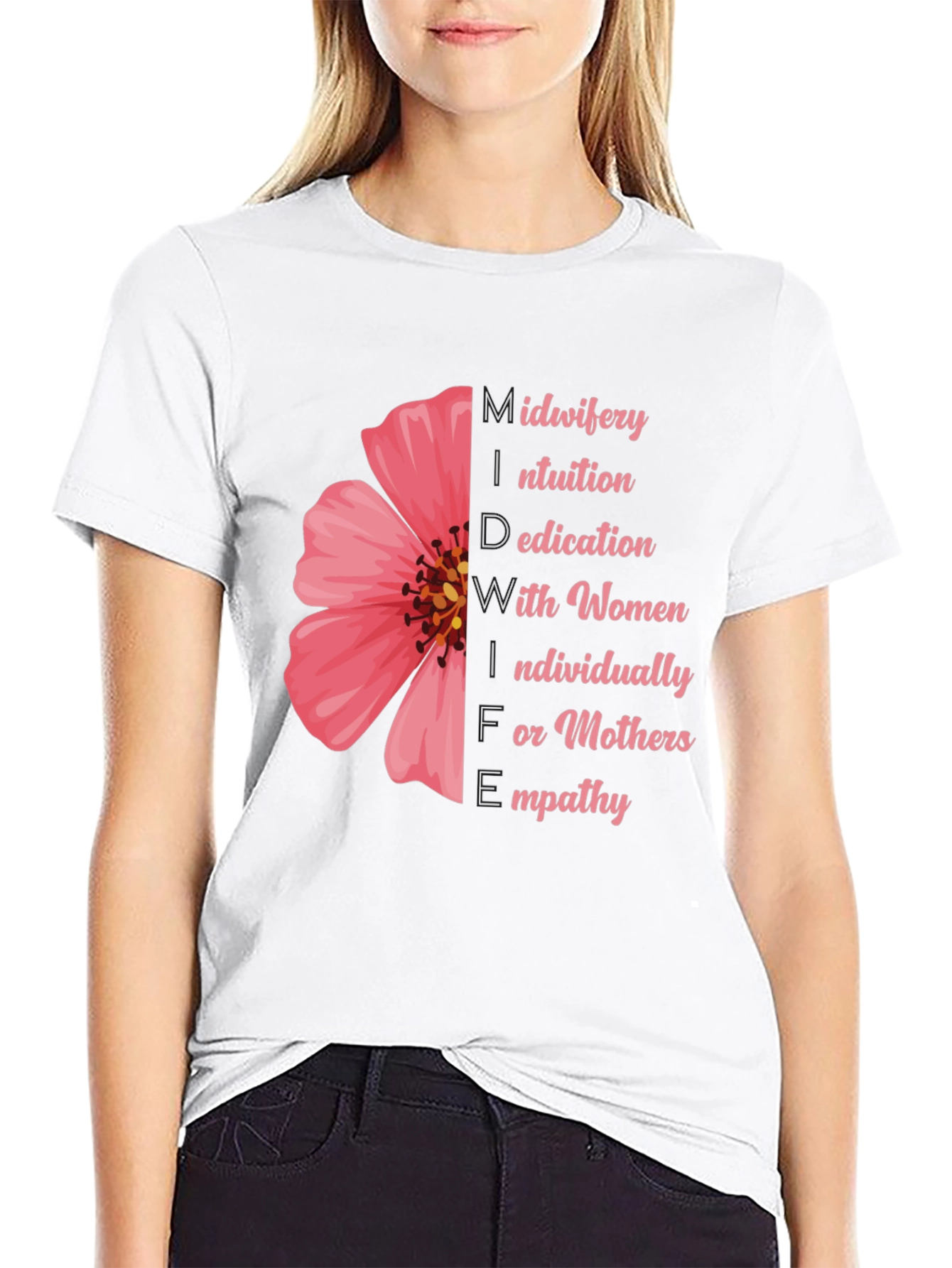 Empathetic Midwifery T-Shirt - Flower Design
