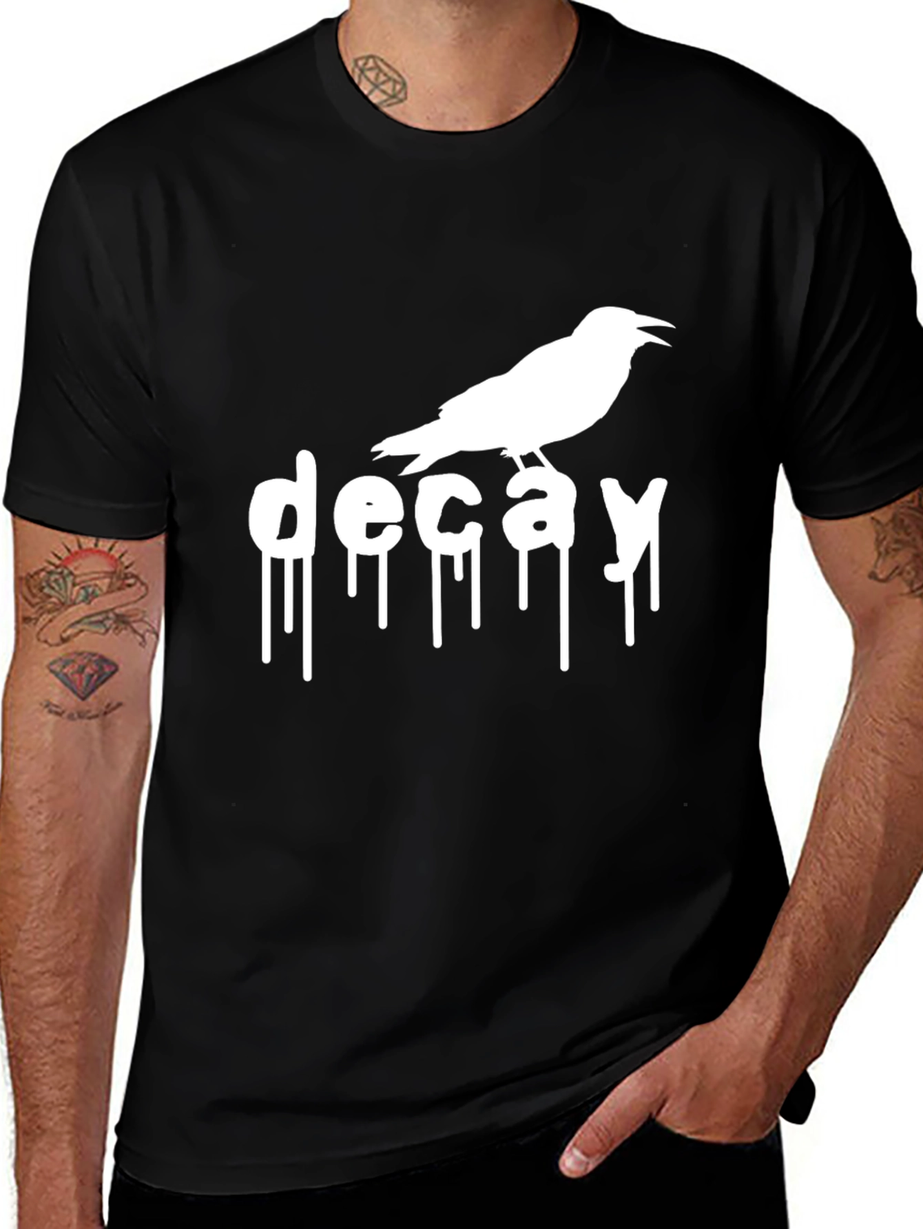Decay Crow Graphic T-Shirt - Black Cotton Tee