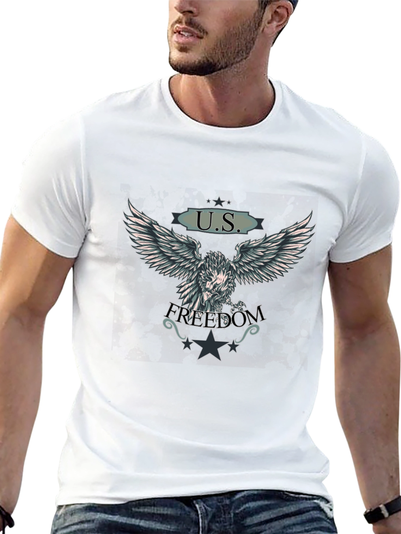 U.S. Freedom Eagle Graphic T-Shirt - Black
