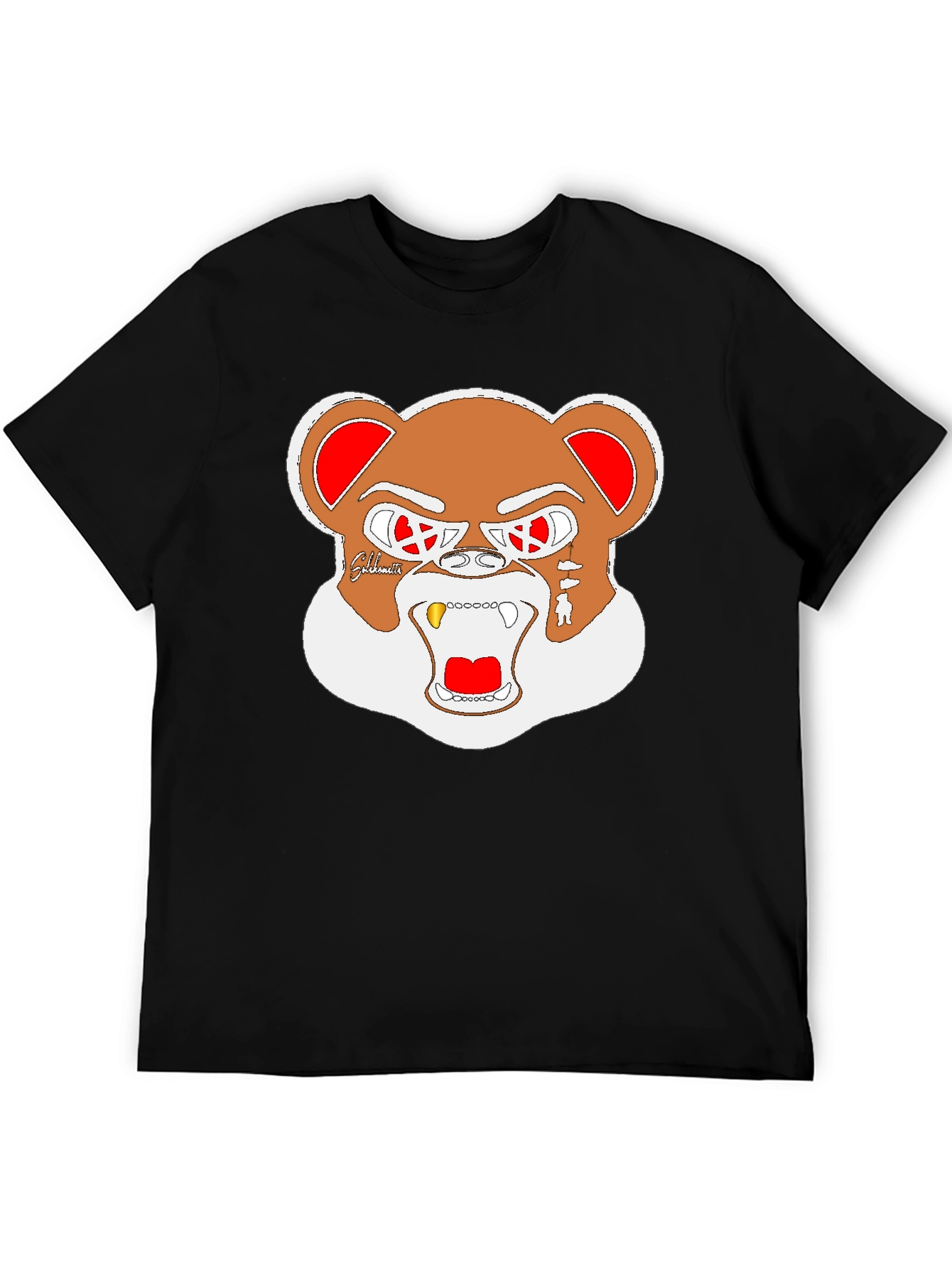 Cool Bear Graphic Print Black T-Shirt