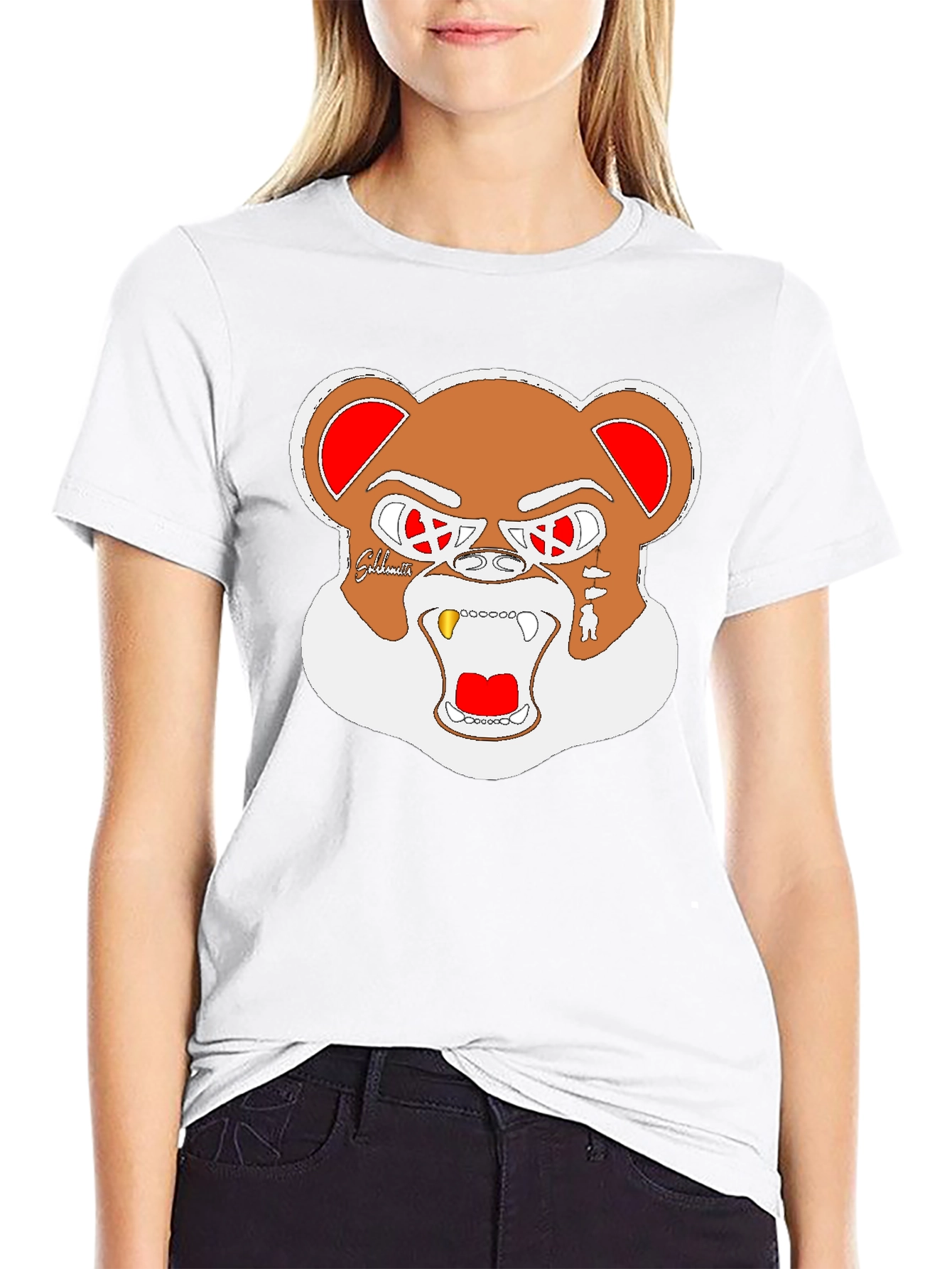 Cool Bear Graphic Print Black T-Shirt