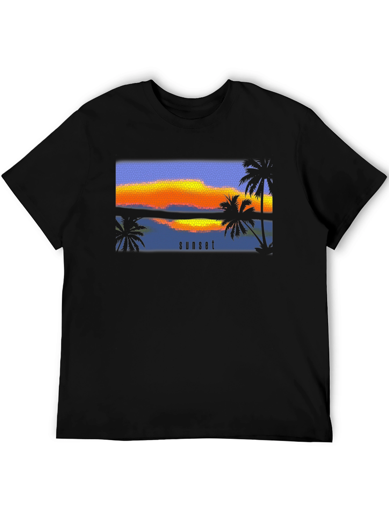 Sunset Palm T-Shirt - Black Graphic Tee