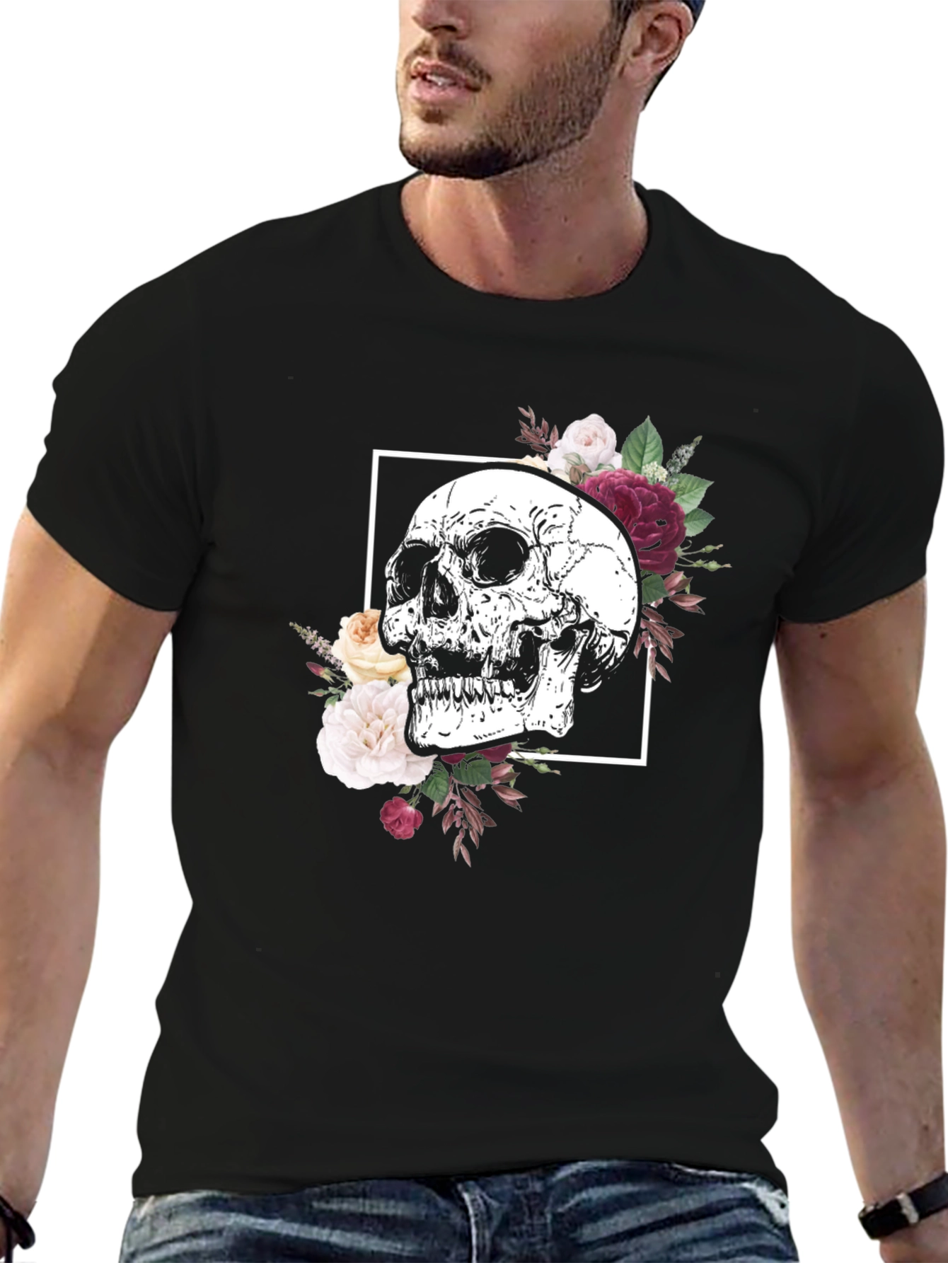 Floral Skull Graphic Tee