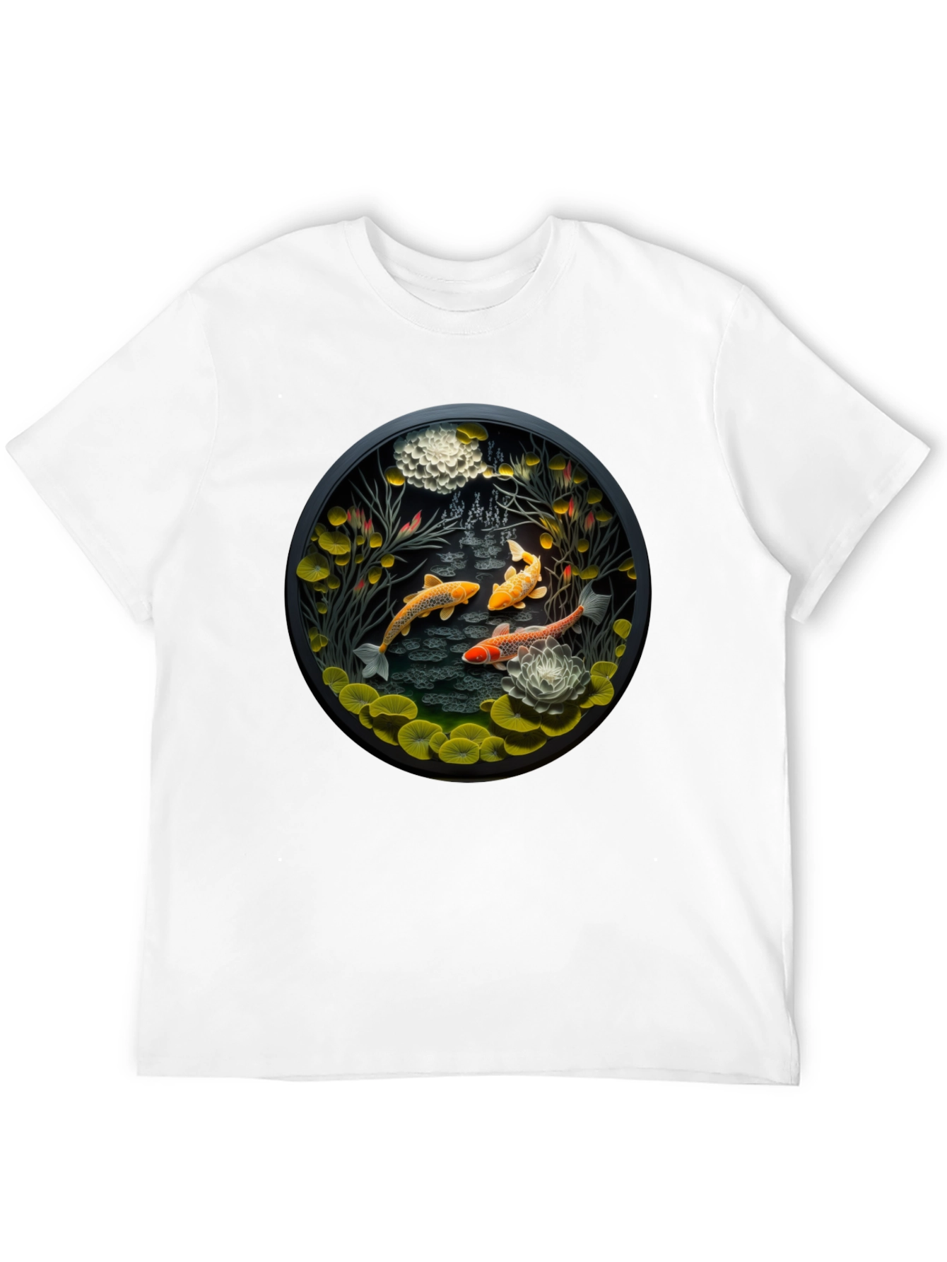 Koi Pond Graphic Tee - Stylish Black T-Shirt