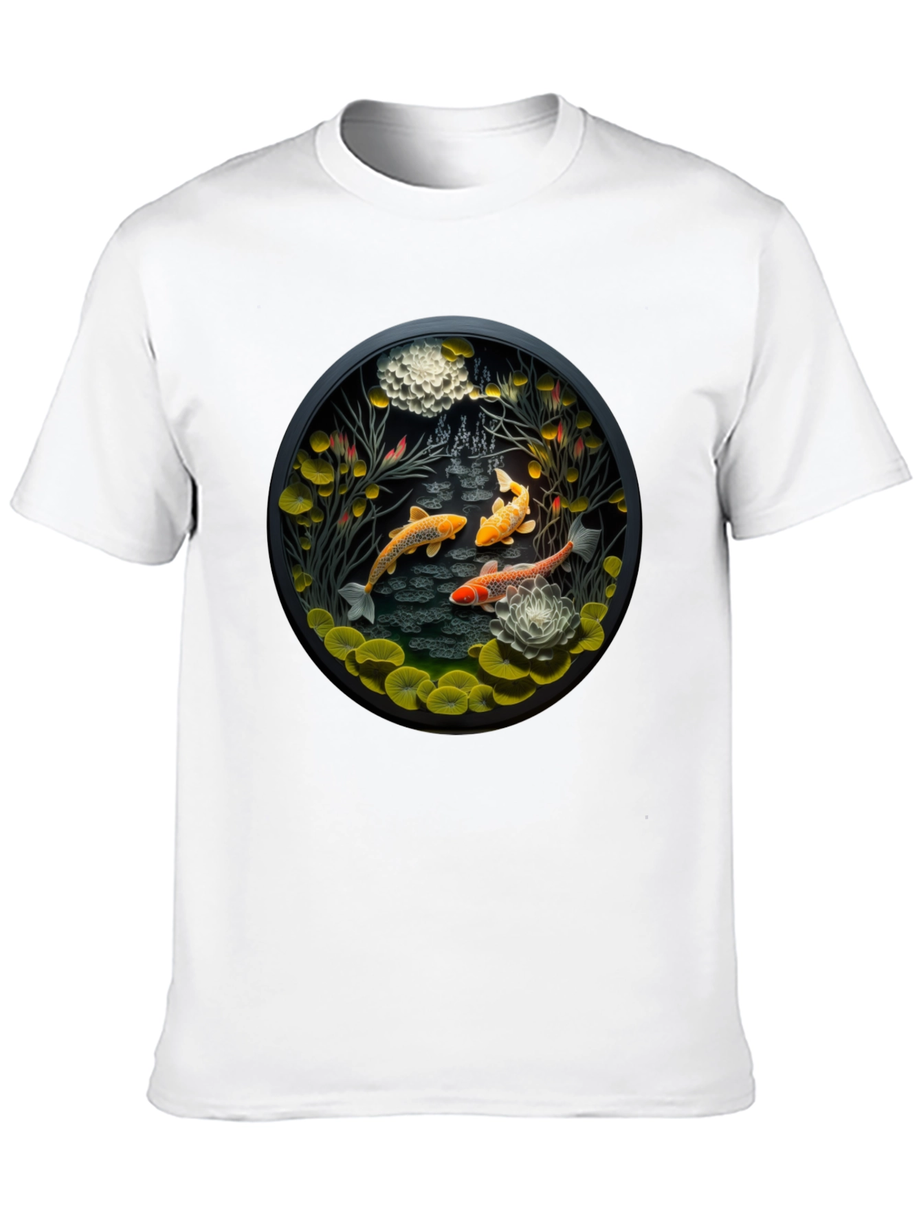 Koi Pond Graphic Tee - Stylish Black T-Shirt