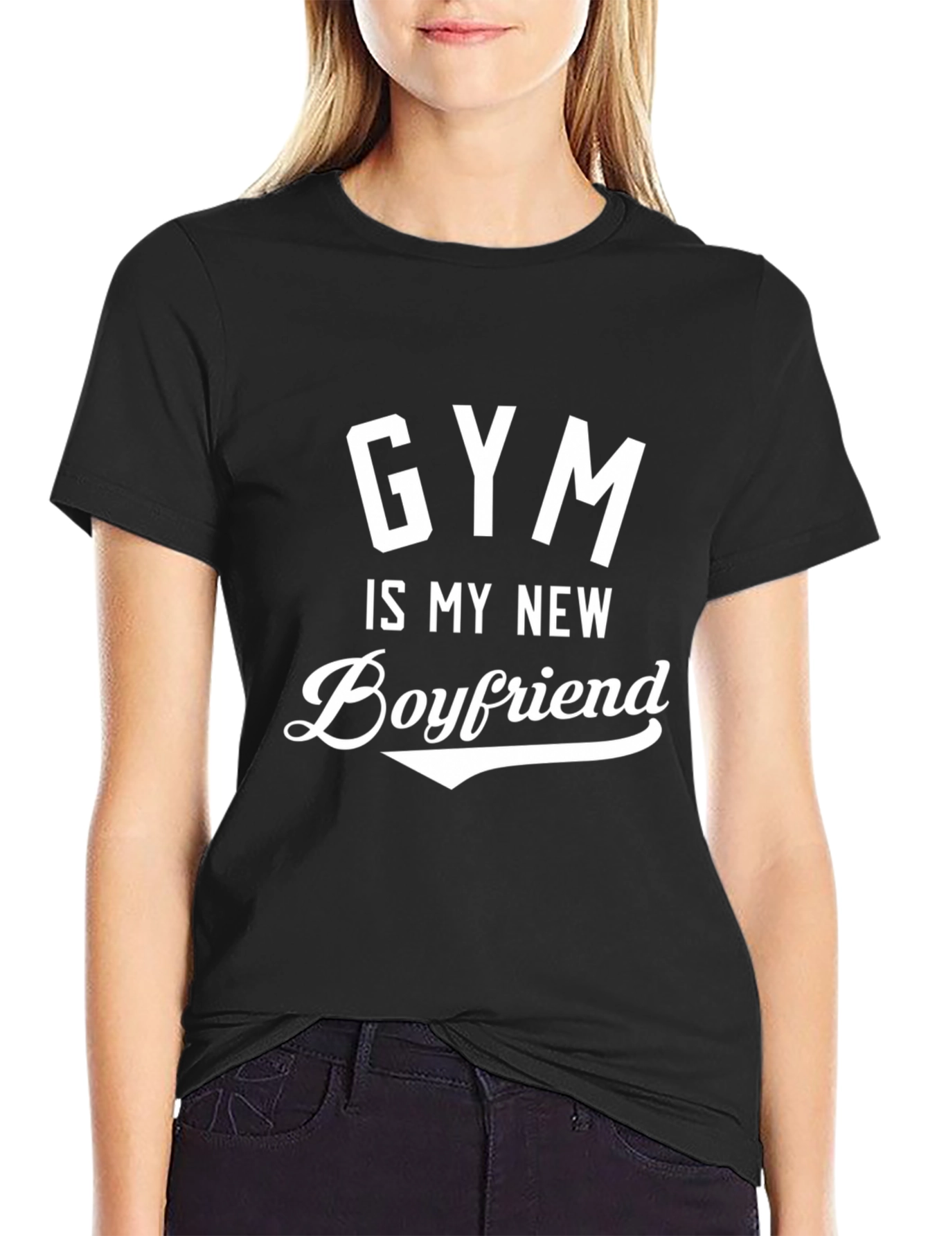 Gym Is My New Boyfriend Graphic Tee - Black