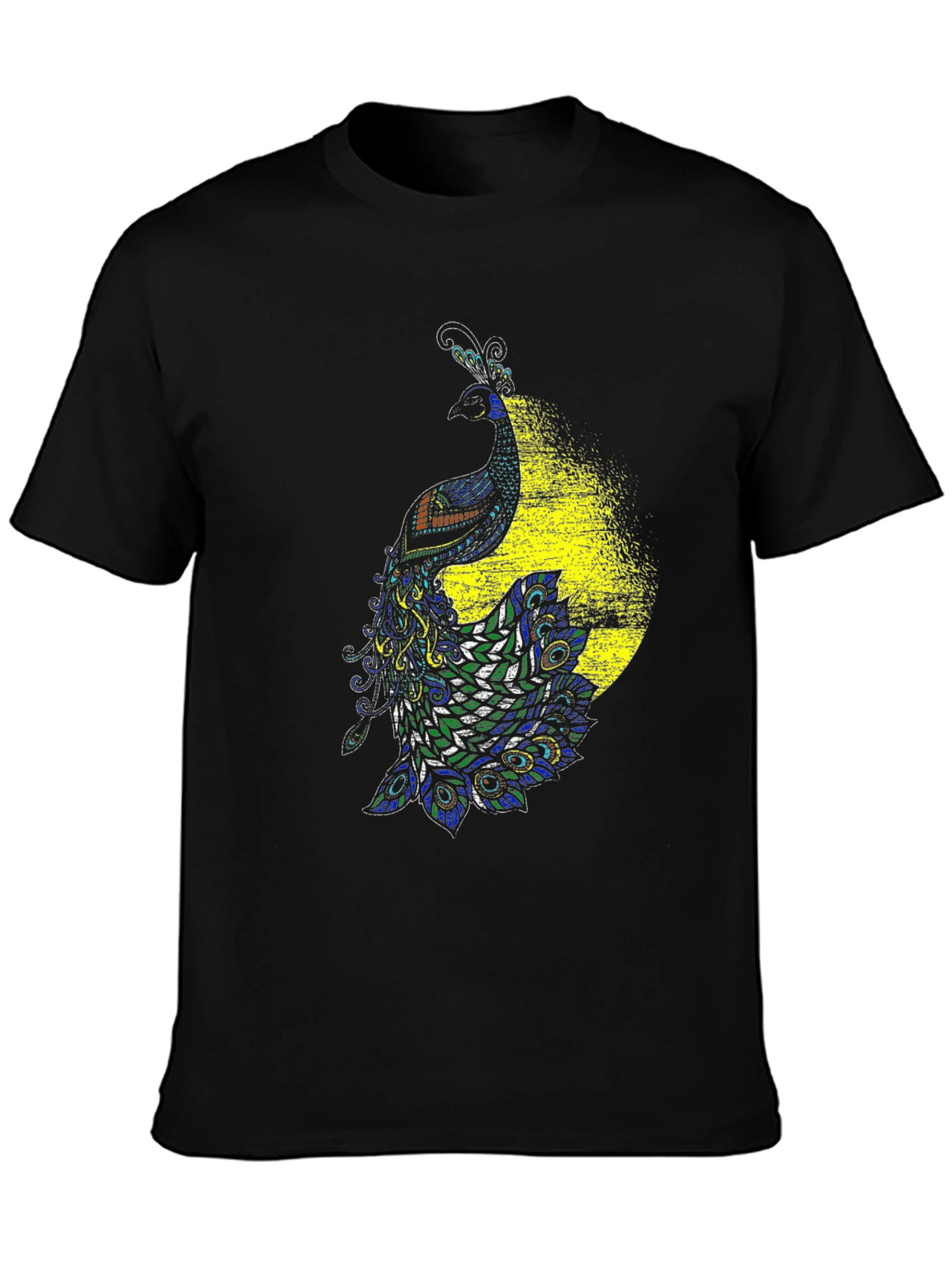 Peacock Graphic Black T-Shirt - Bold & Stylish Design