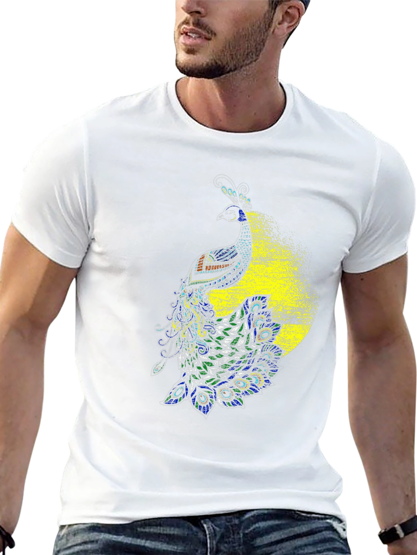 Peacock Graphic Black T-Shirt - Bold & Stylish Design