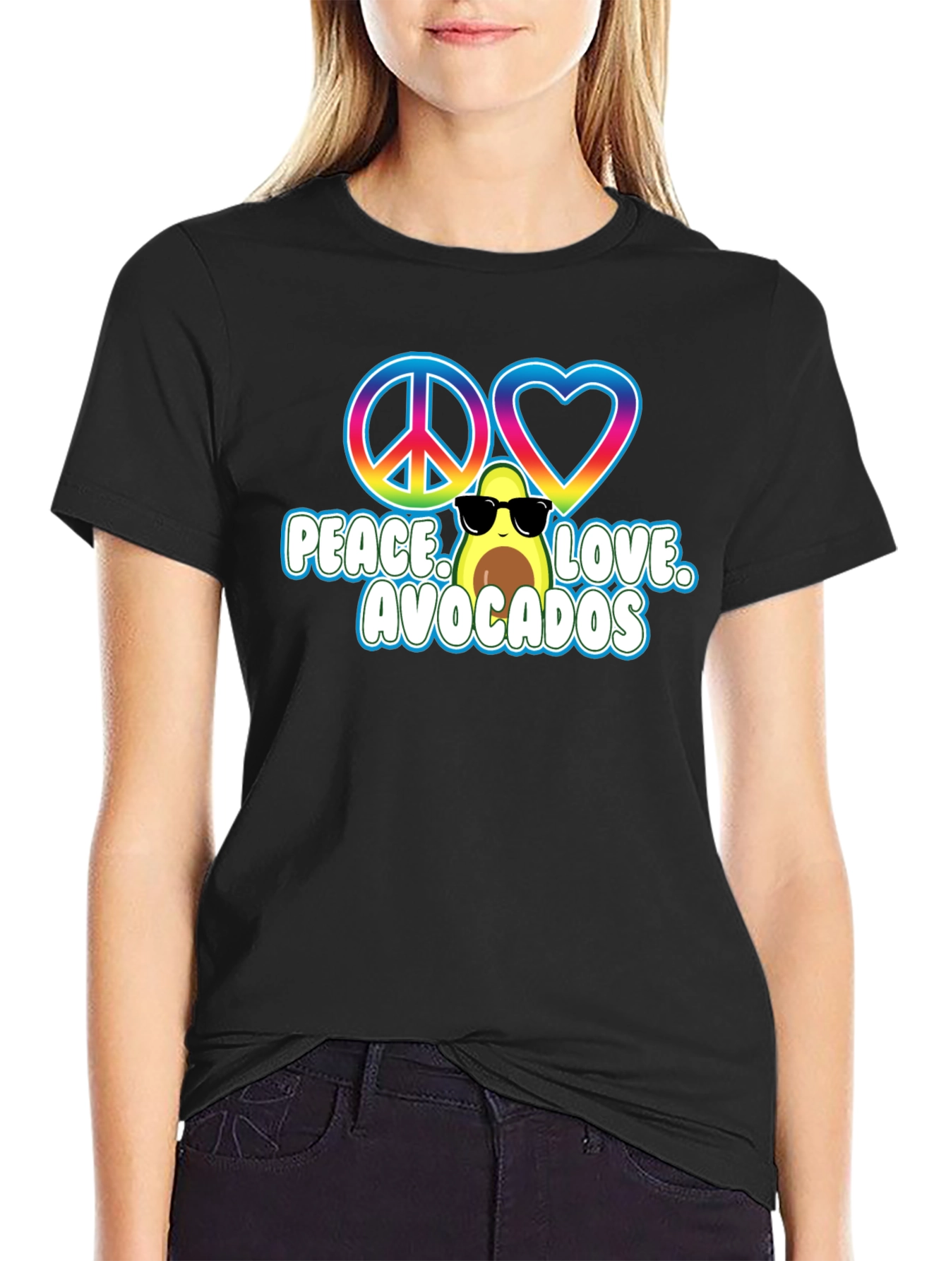 Peace Love Avocados Black T-Shirt