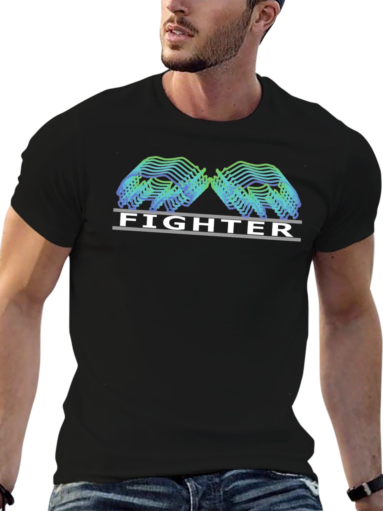 Fighter Graphic Tee - Black Casual T-Shirt