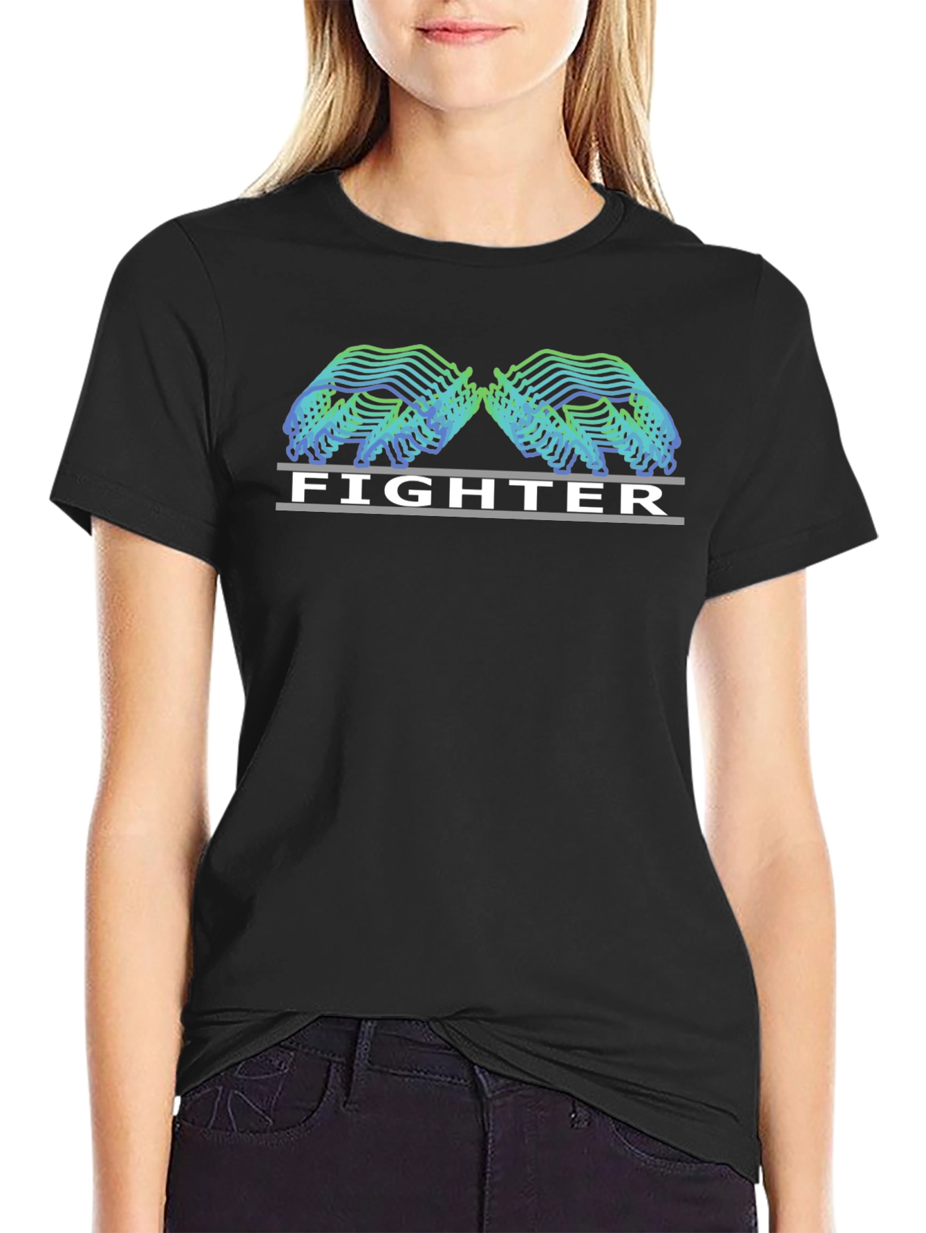 Fighter Graphic Tee - Black Casual T-Shirt