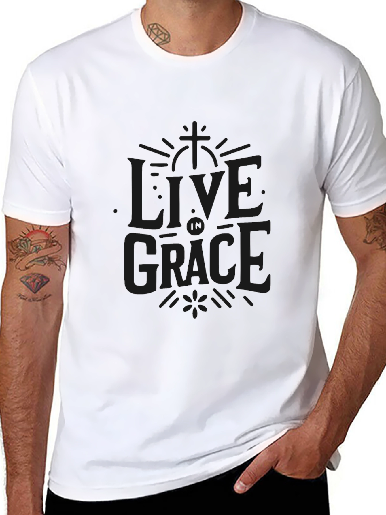 Live In Grace Black Crew Neck T-Shirt