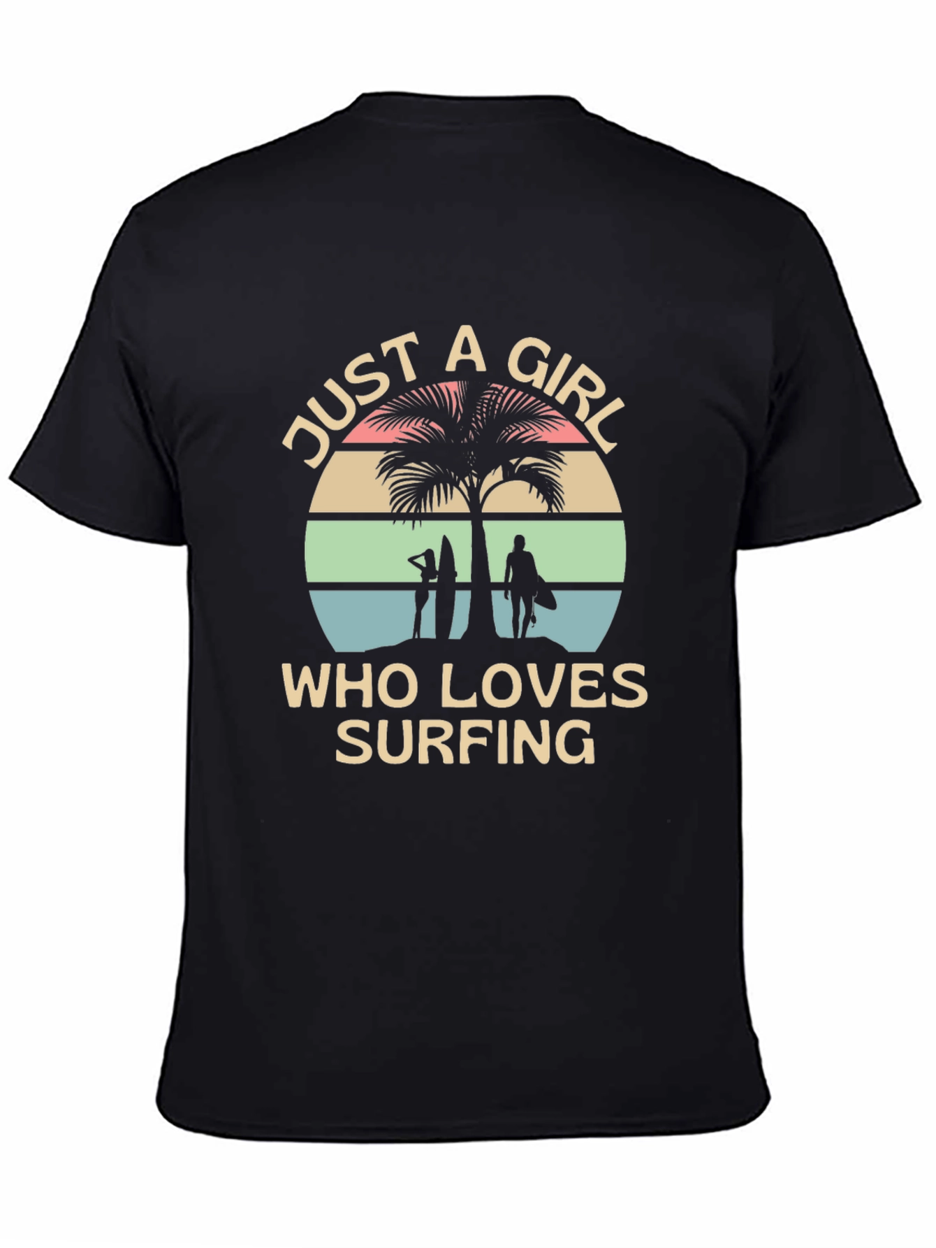 Surfing Girl Tee - Beach Lover Graphic T-Shirt