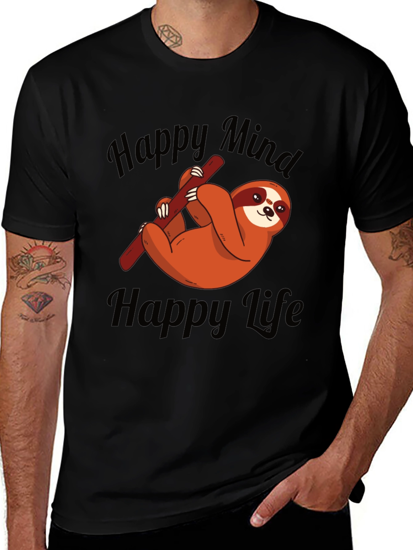 Happy Sloth Graphic Tee - Mind Life Relaxed Fit
