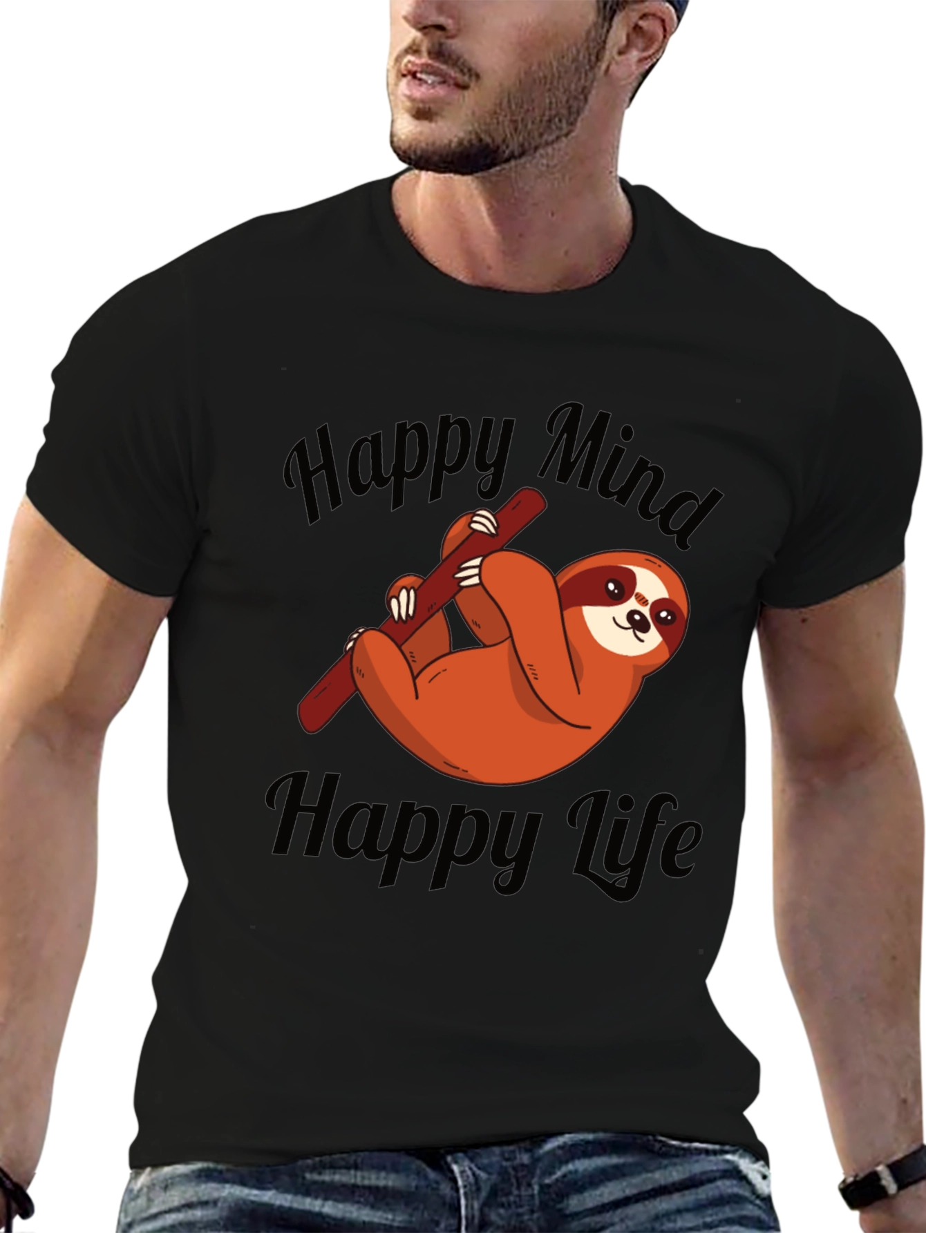Happy Sloth Graphic Tee - Mind Life Relaxed Fit
