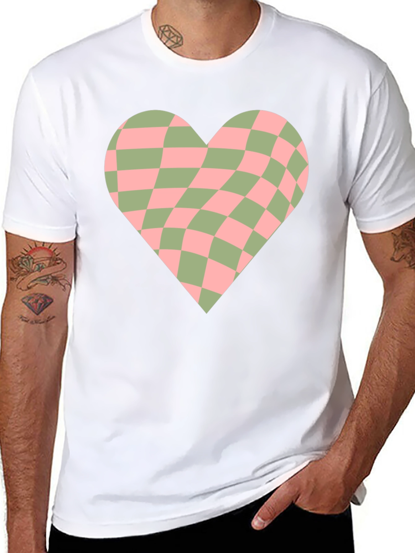 Retro Checkerboard Heart Graphic Tee
