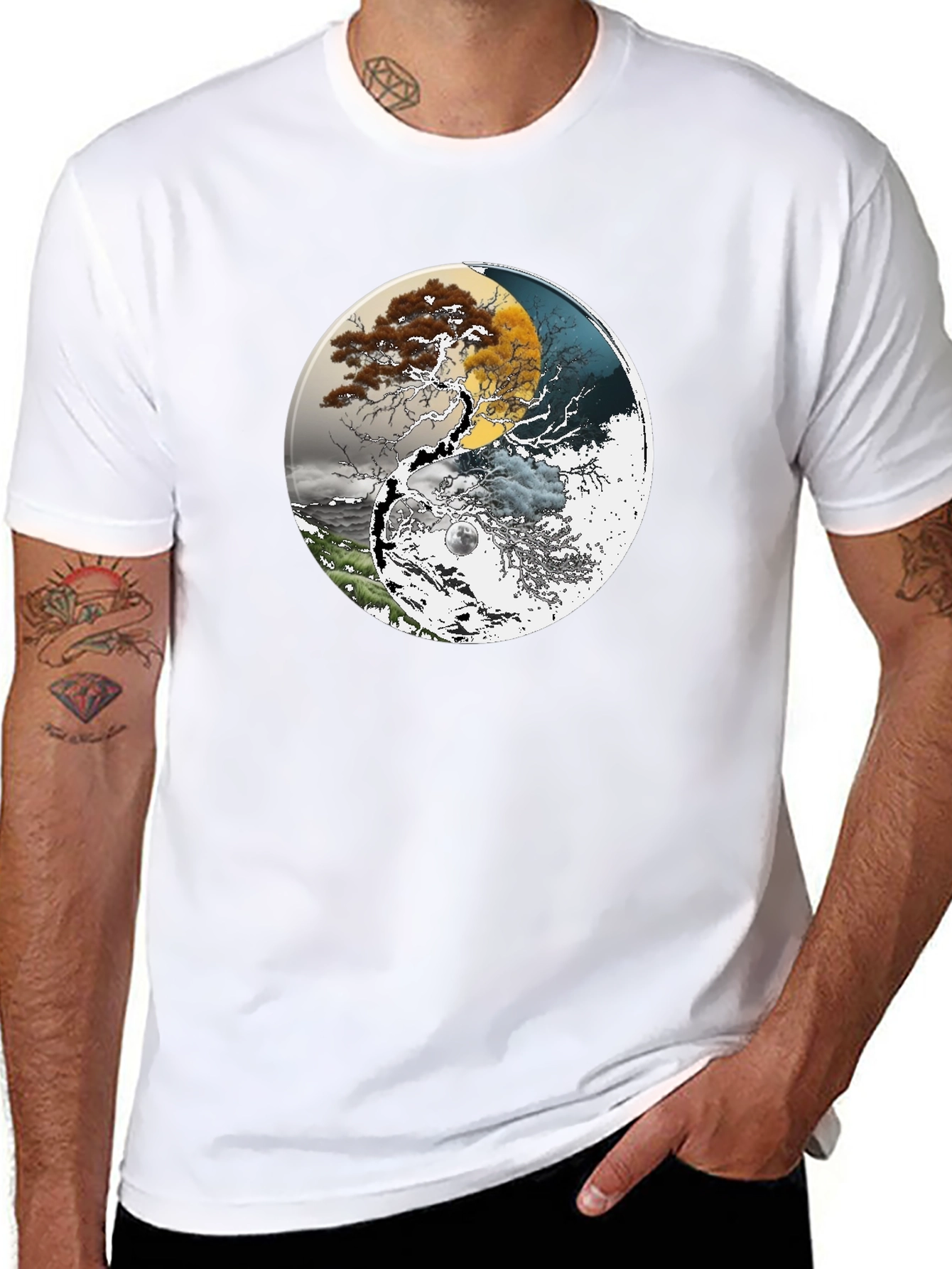 Yin Yang Tree T-Shirt - Day & Night Balance