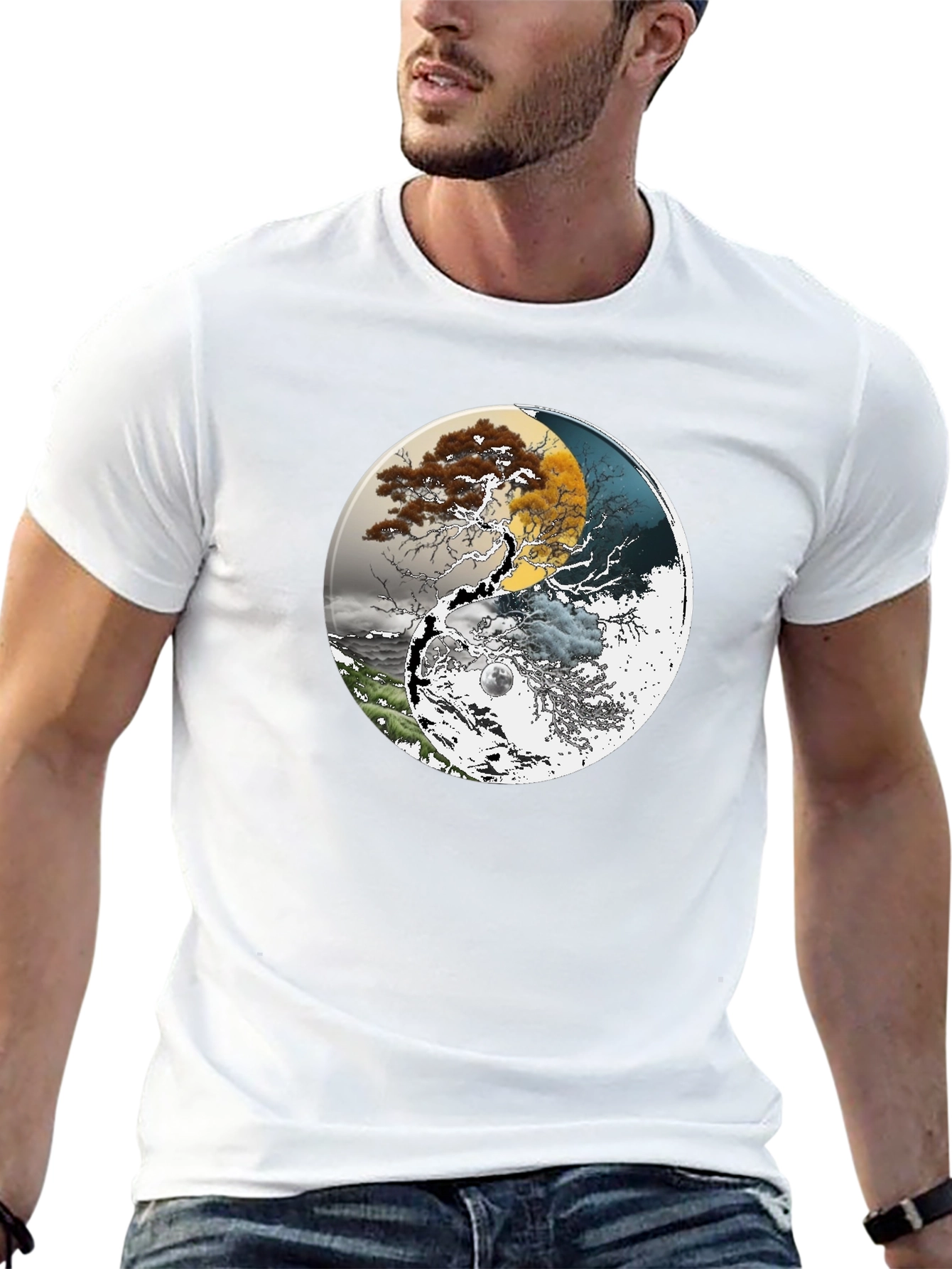 Yin Yang Tree T-Shirt - Day & Night Balance