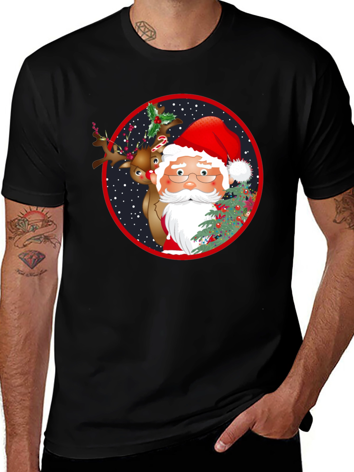 Santa & Reindeer Graphic Tee