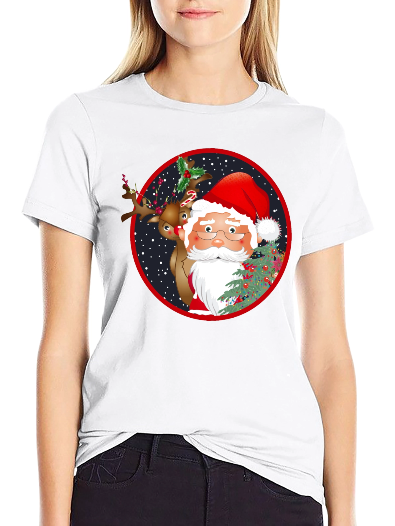 Santa & Reindeer Graphic Tee
