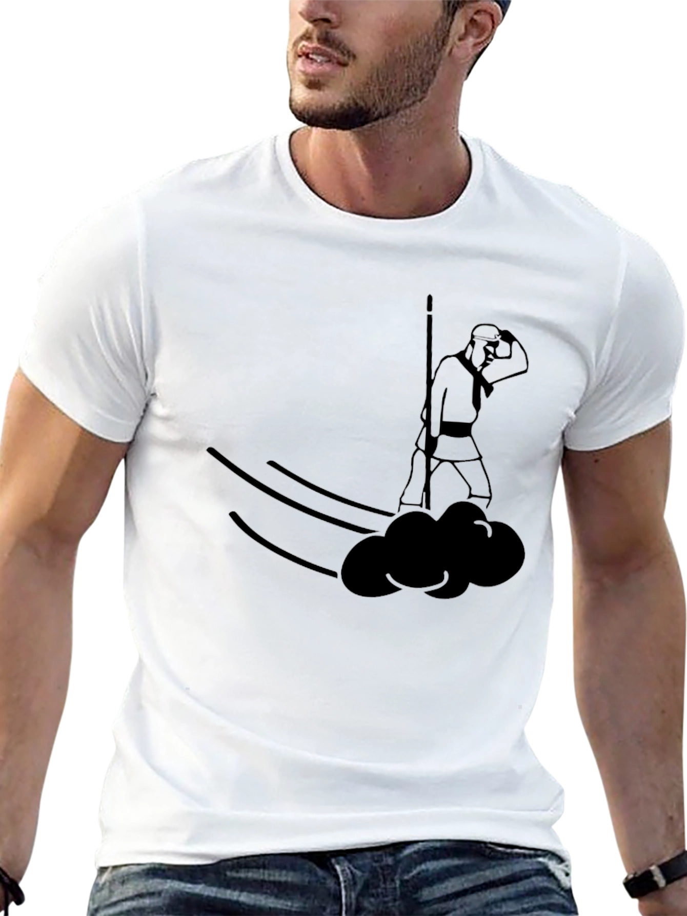 Stylized Warrior Cloud T-Shirt - Black