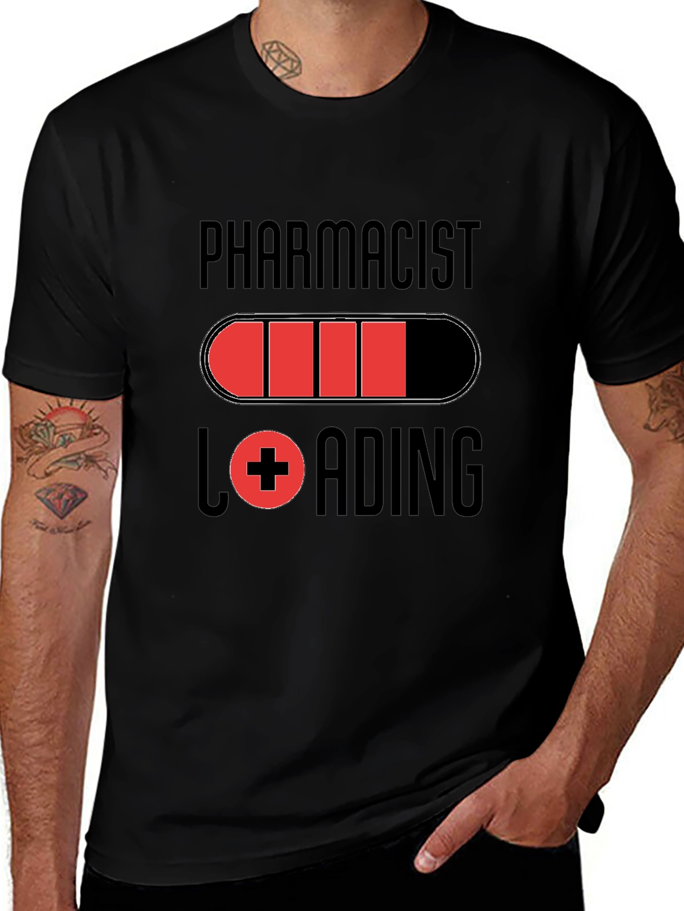 Pharmacist Loading Graphic T-Shirt - Black Cotton Tee