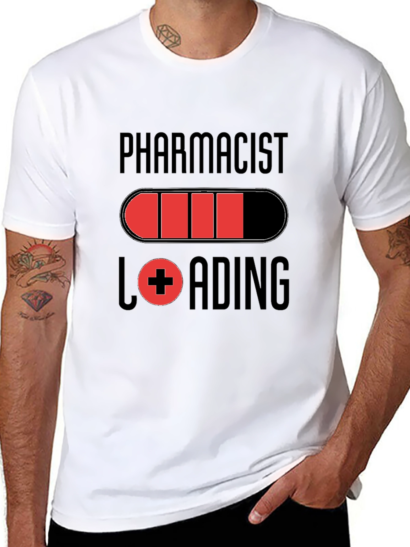 Pharmacist Loading Graphic T-Shirt - Black Cotton Tee