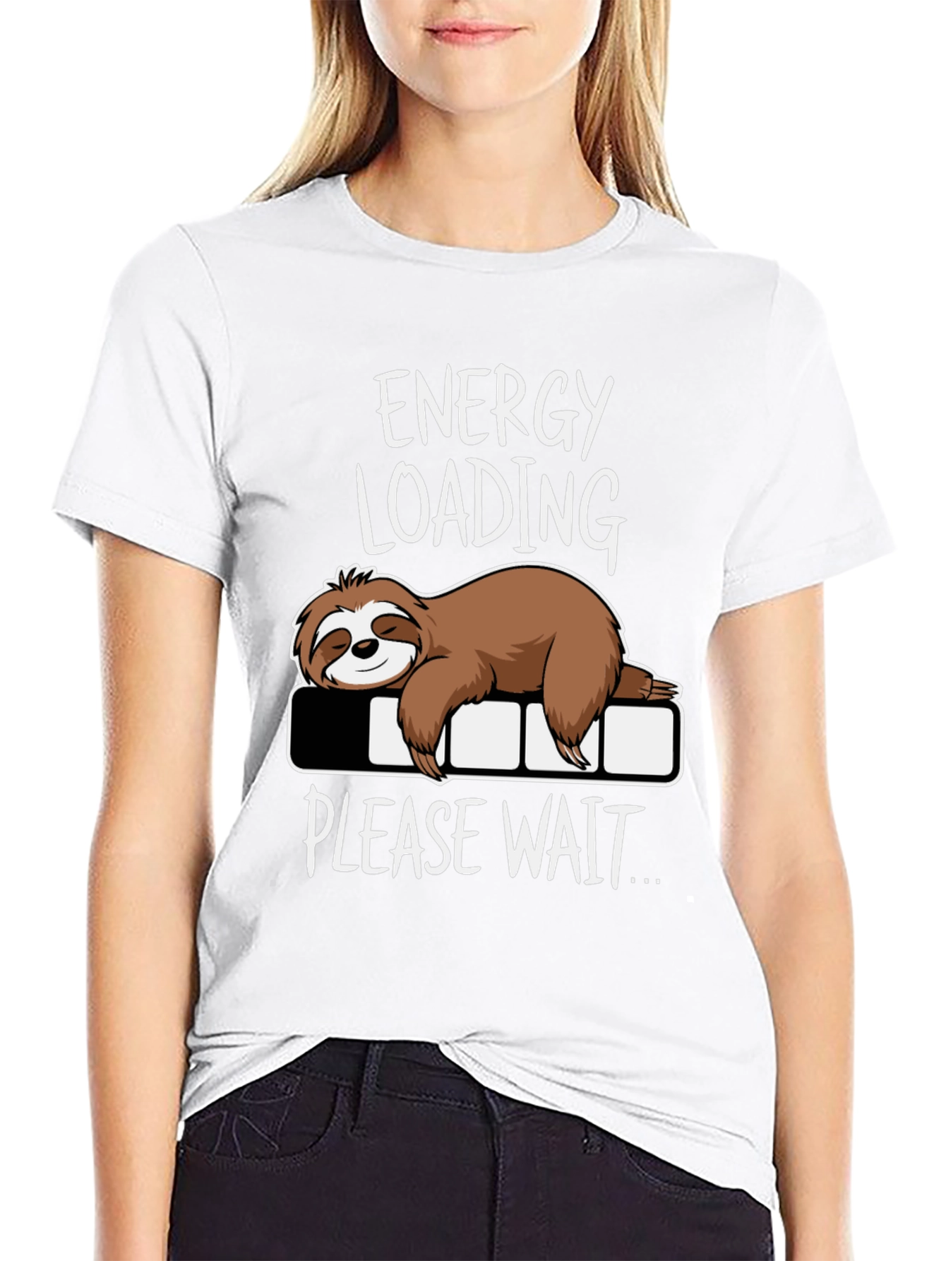 Energy Loading Sloth Graphic Tee - Funny Casual Shirt