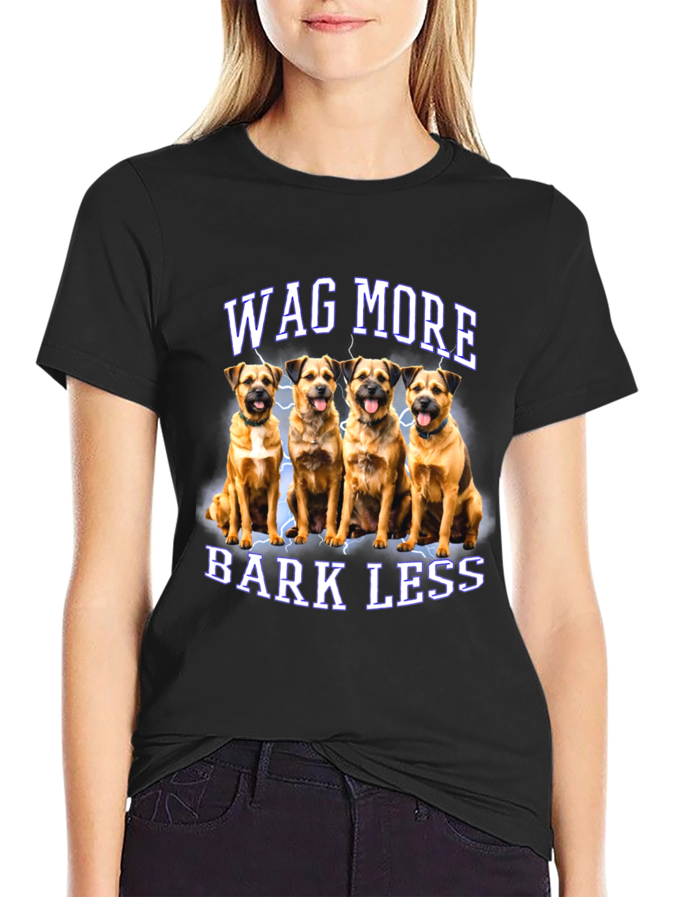 Wag More Bark Less Dog Graphic T-Shirt