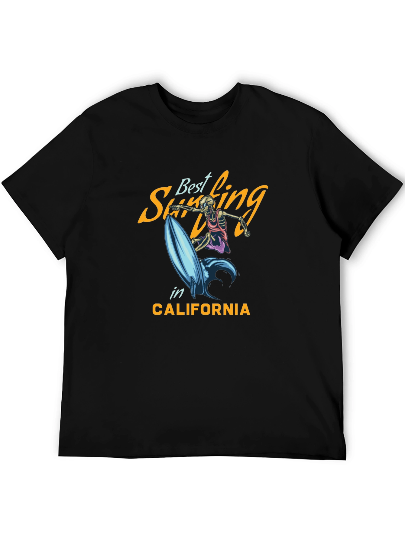 Best Surfing in California Black T-Shirt