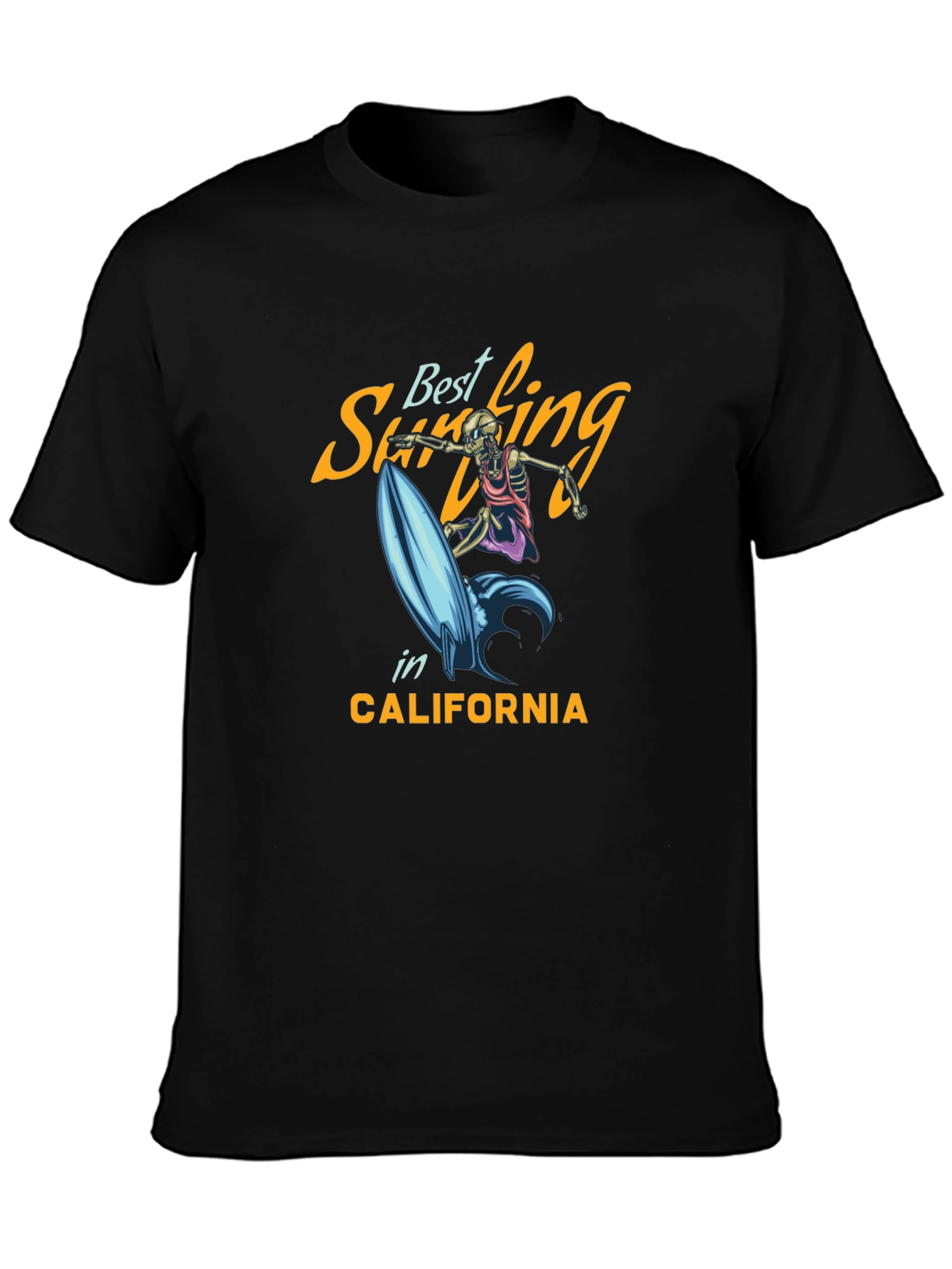 Best Surfing in California Black T-Shirt
