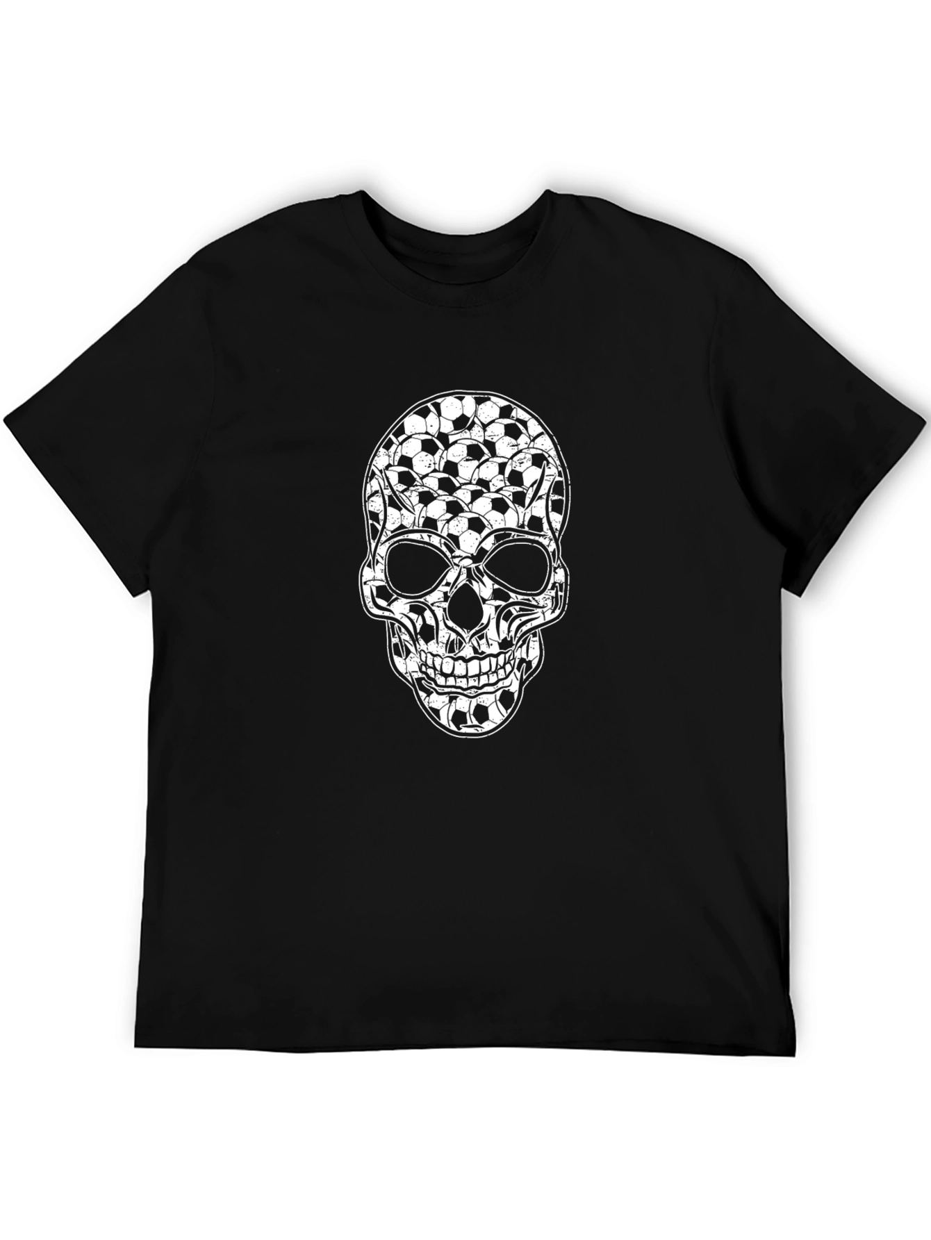 Soccer Ball Skull Graphic T-Shirt - Black