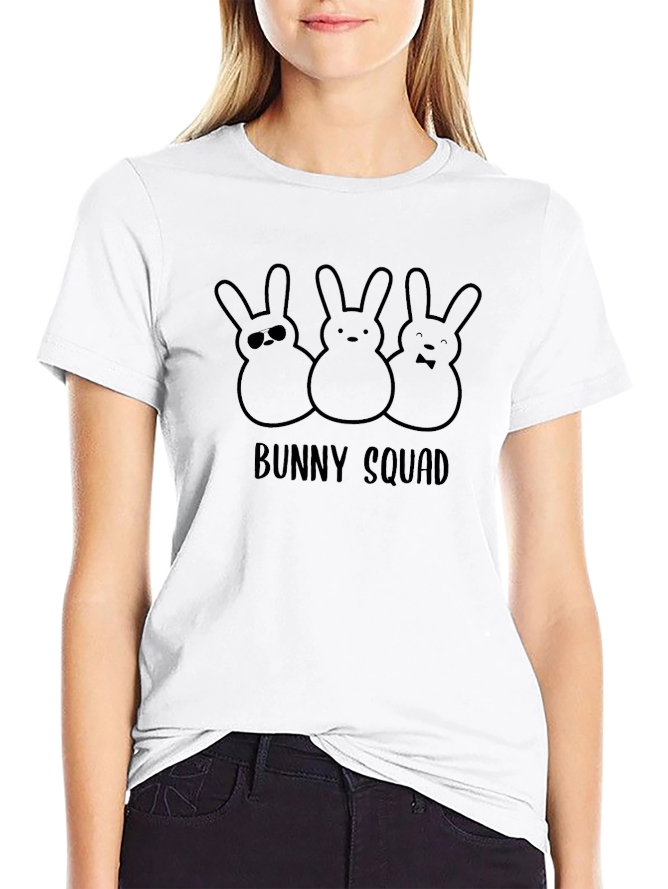 Bunny Squad Graphic Tee - Black Cotton T-Shirt