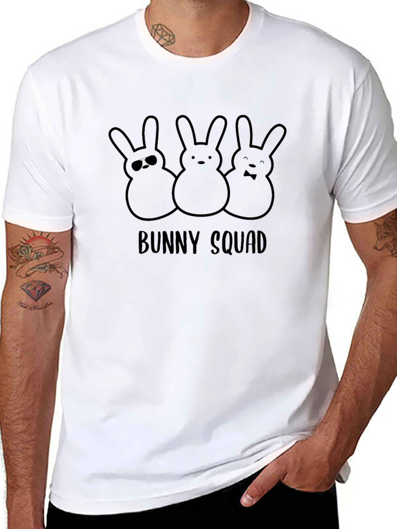 Bunny Squad Graphic Tee - Black Cotton T-Shirt