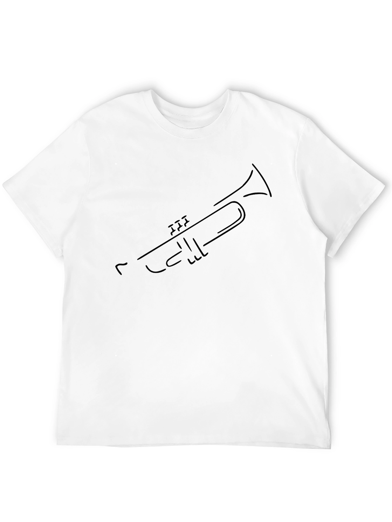 Trumpet Outline Black T-Shirt - Music Lover Tee