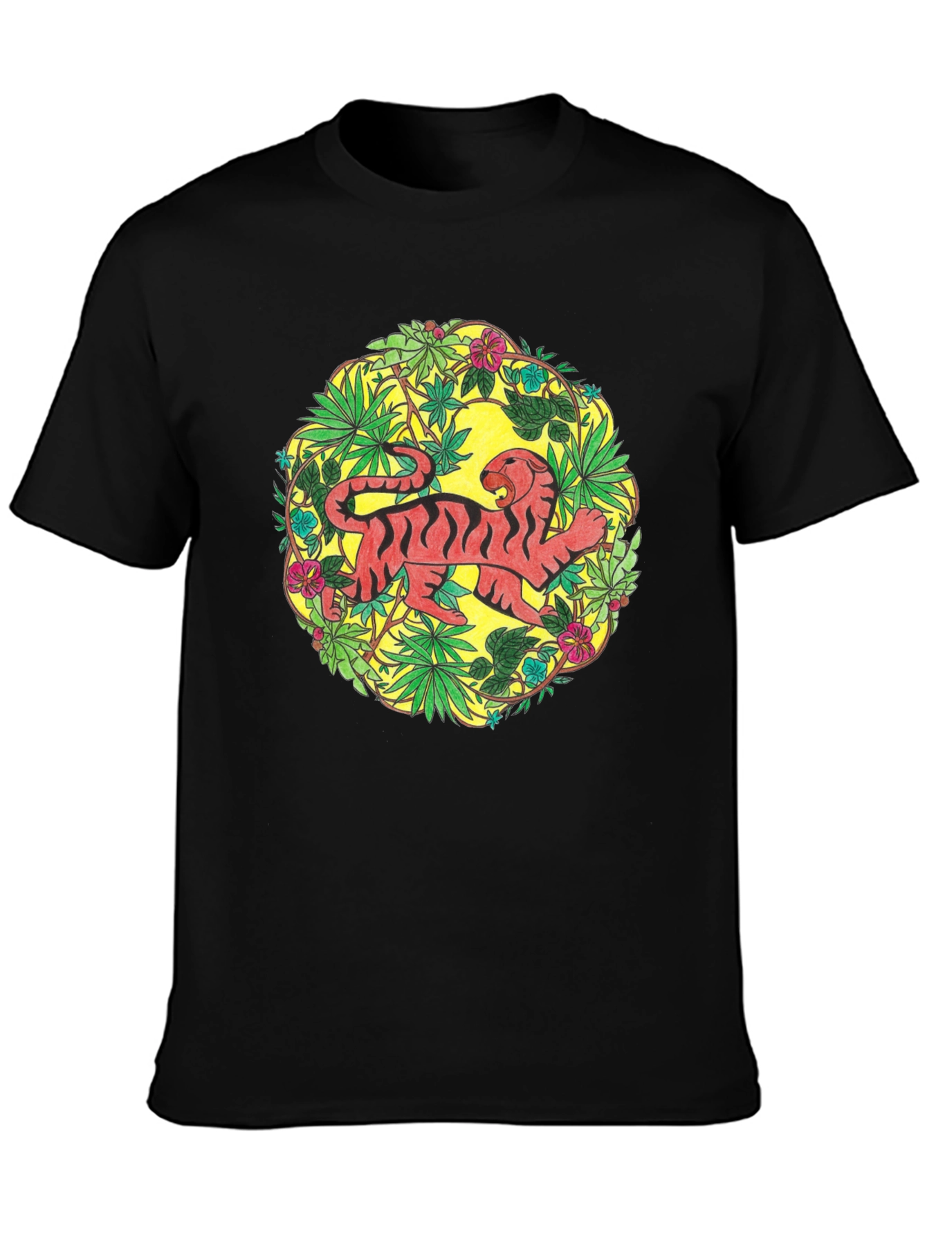 Tiger Jungle Print Black T-Shirt