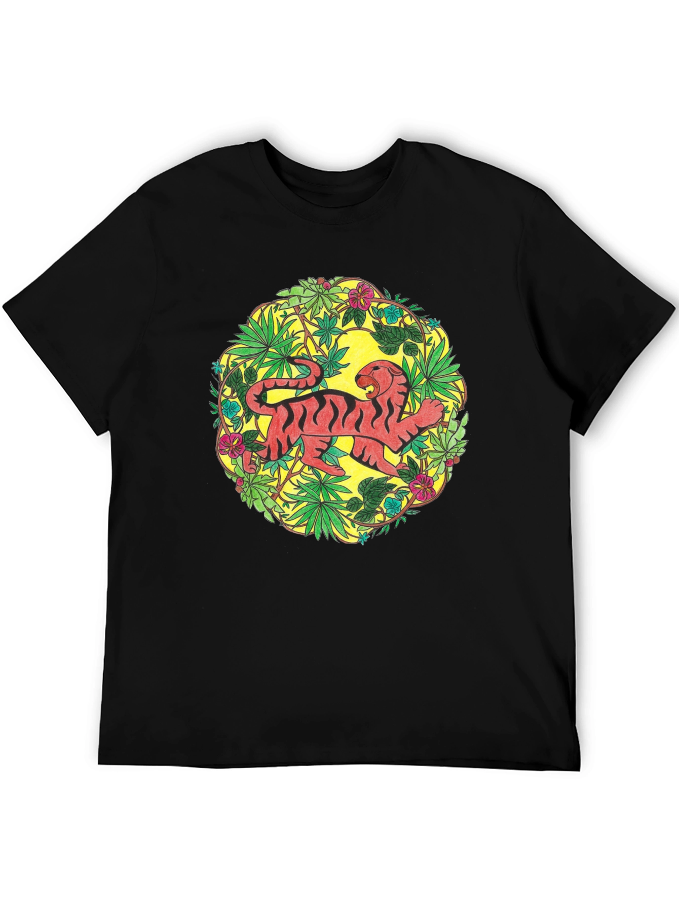 Tiger Jungle Print Black T-Shirt