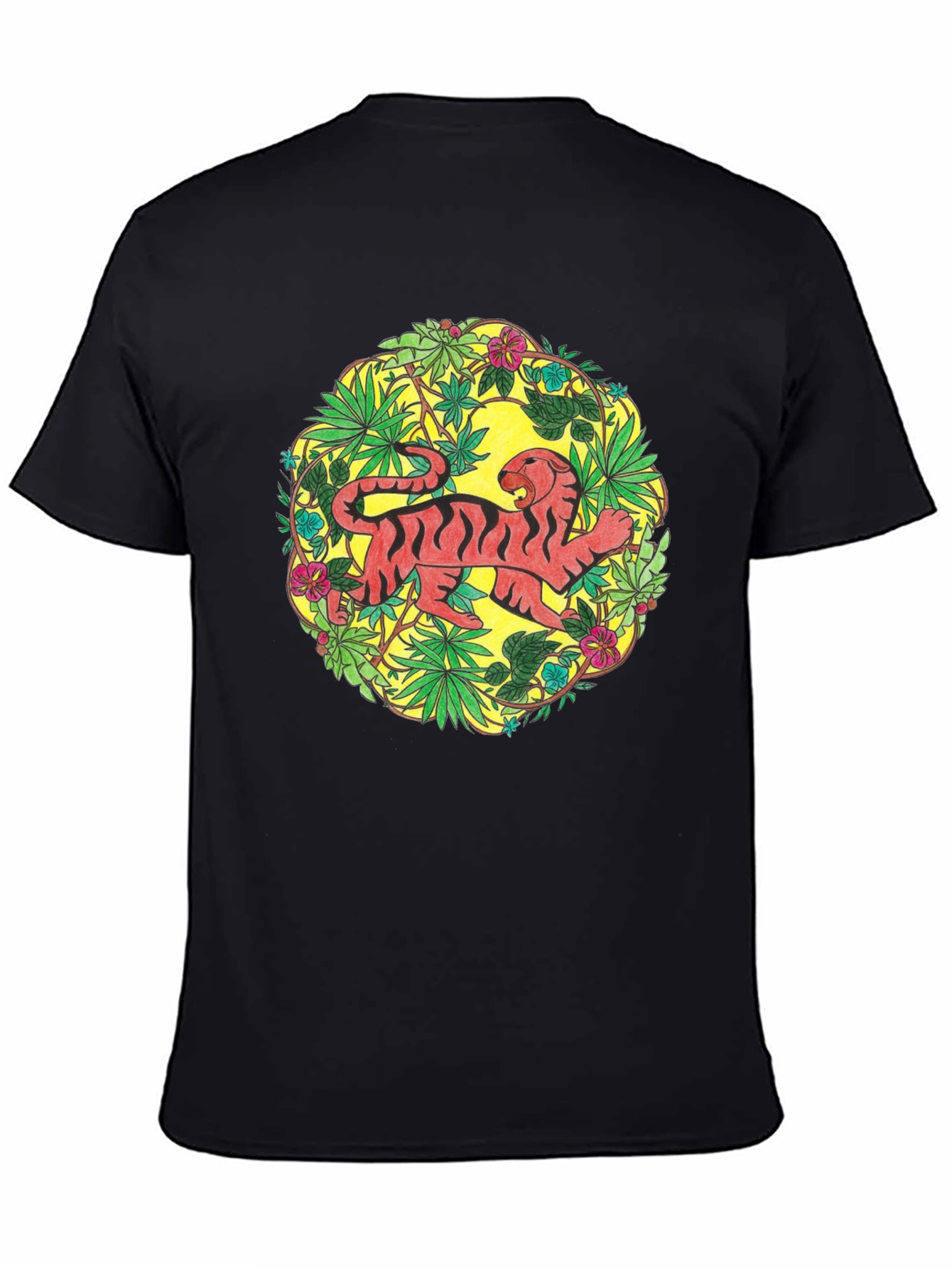 Tiger Jungle Print Black T-Shirt