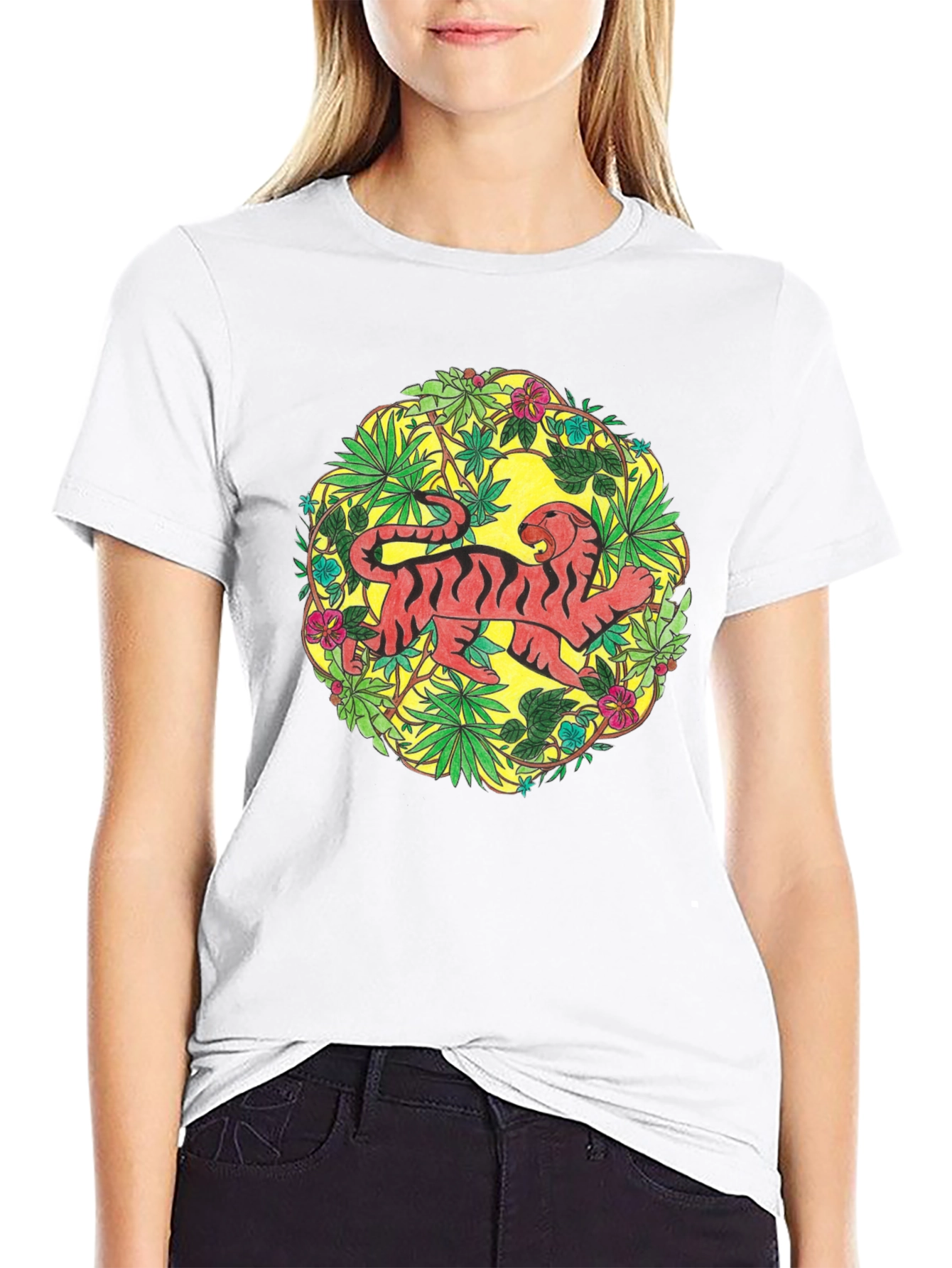 Tiger Jungle Print Black T-Shirt