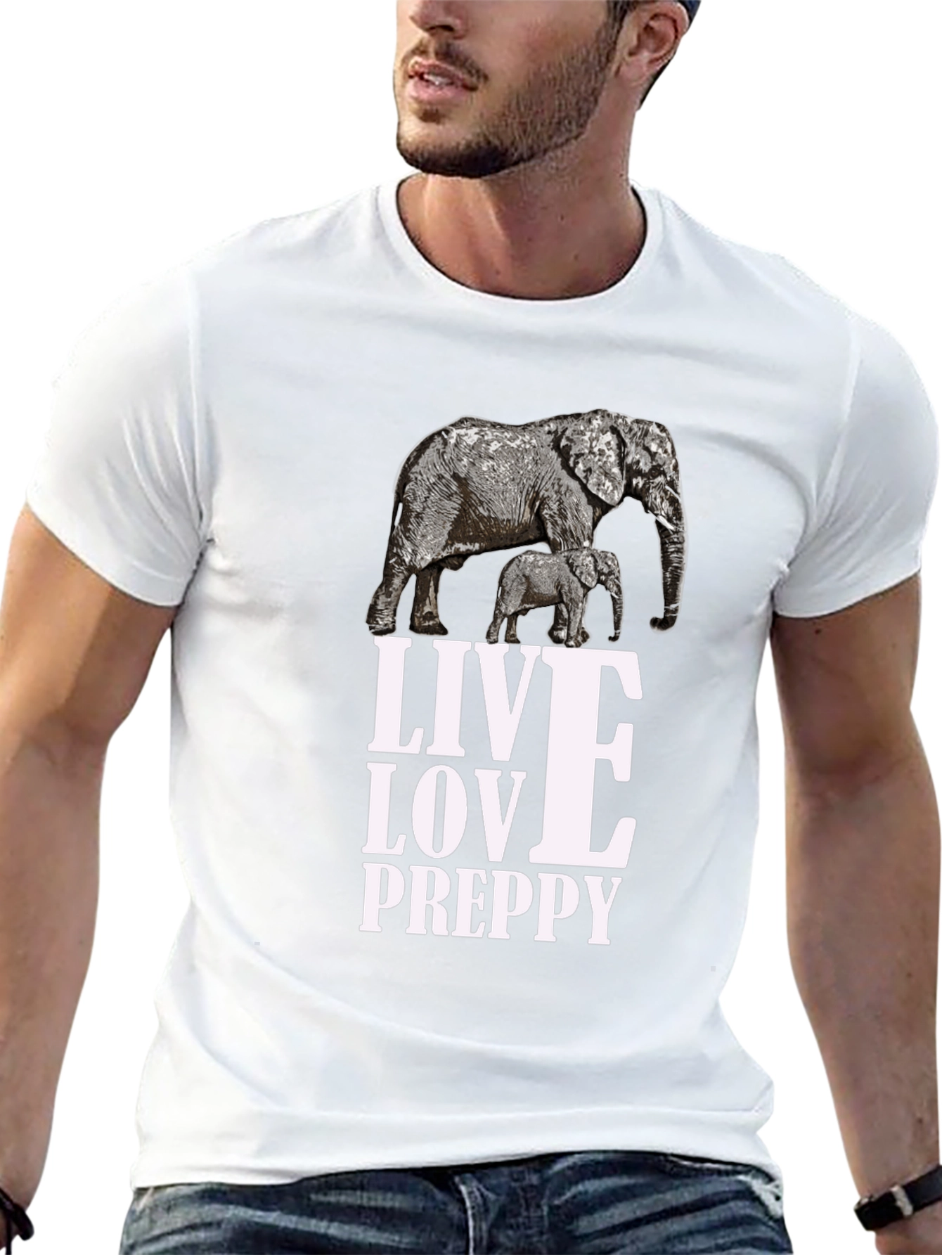Elephant Graphic Black T-Shirt: Live Love Preppy