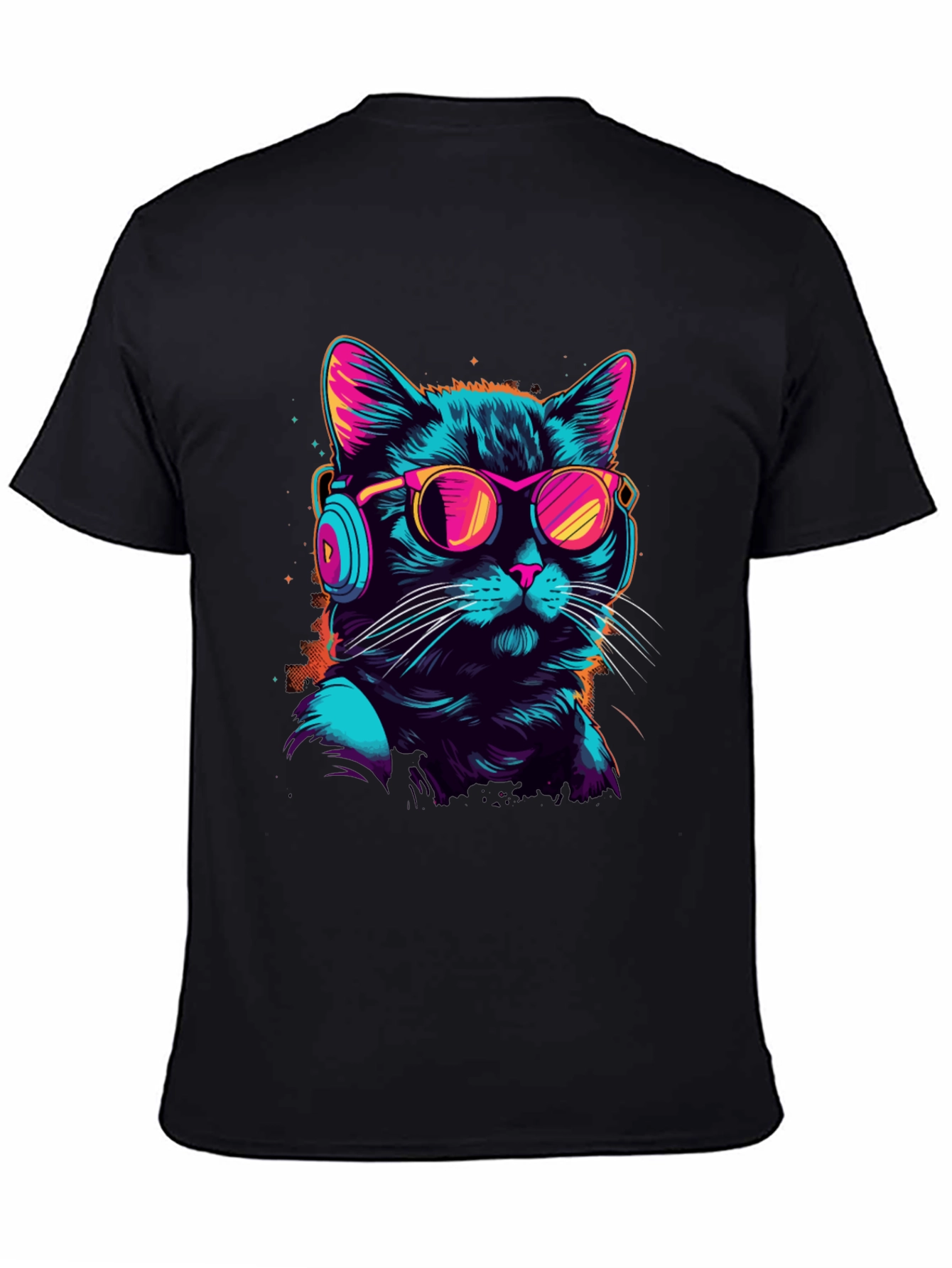 Retro Cat T-Shirt with Headphones & Sunglasses