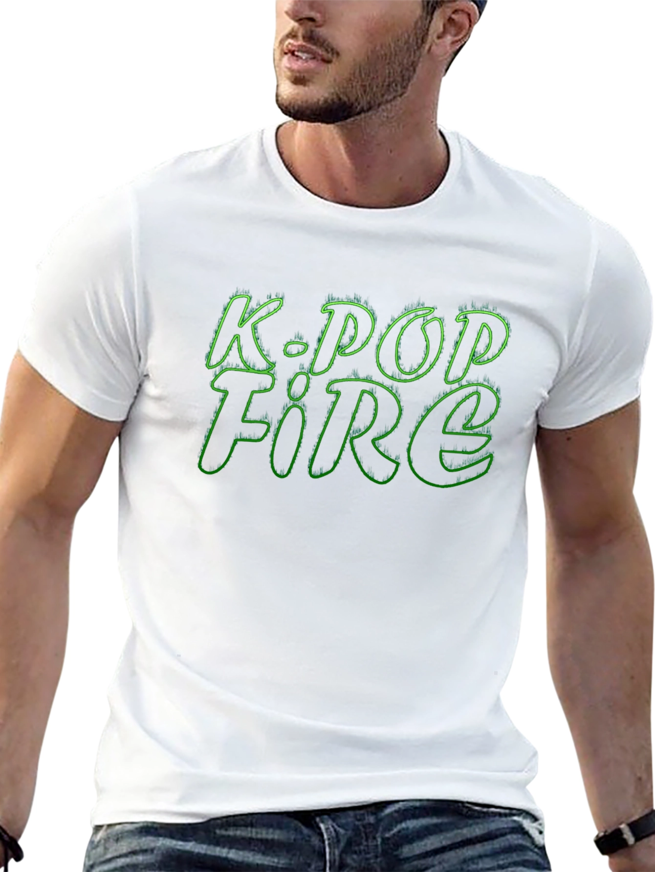 K-Pop Fire Graphic Tee - Black
