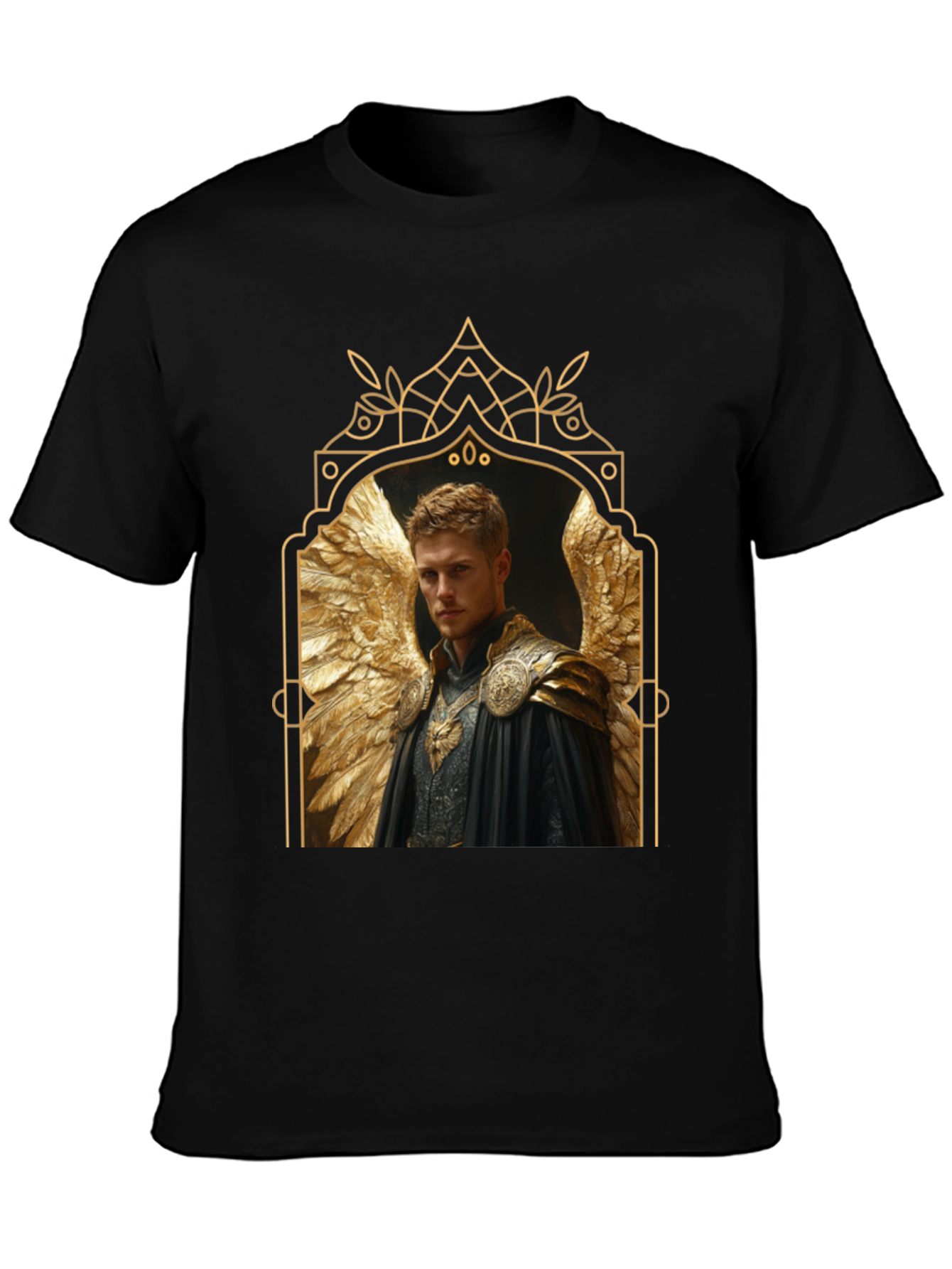 Angel Winged Warrior Black T-Shirt