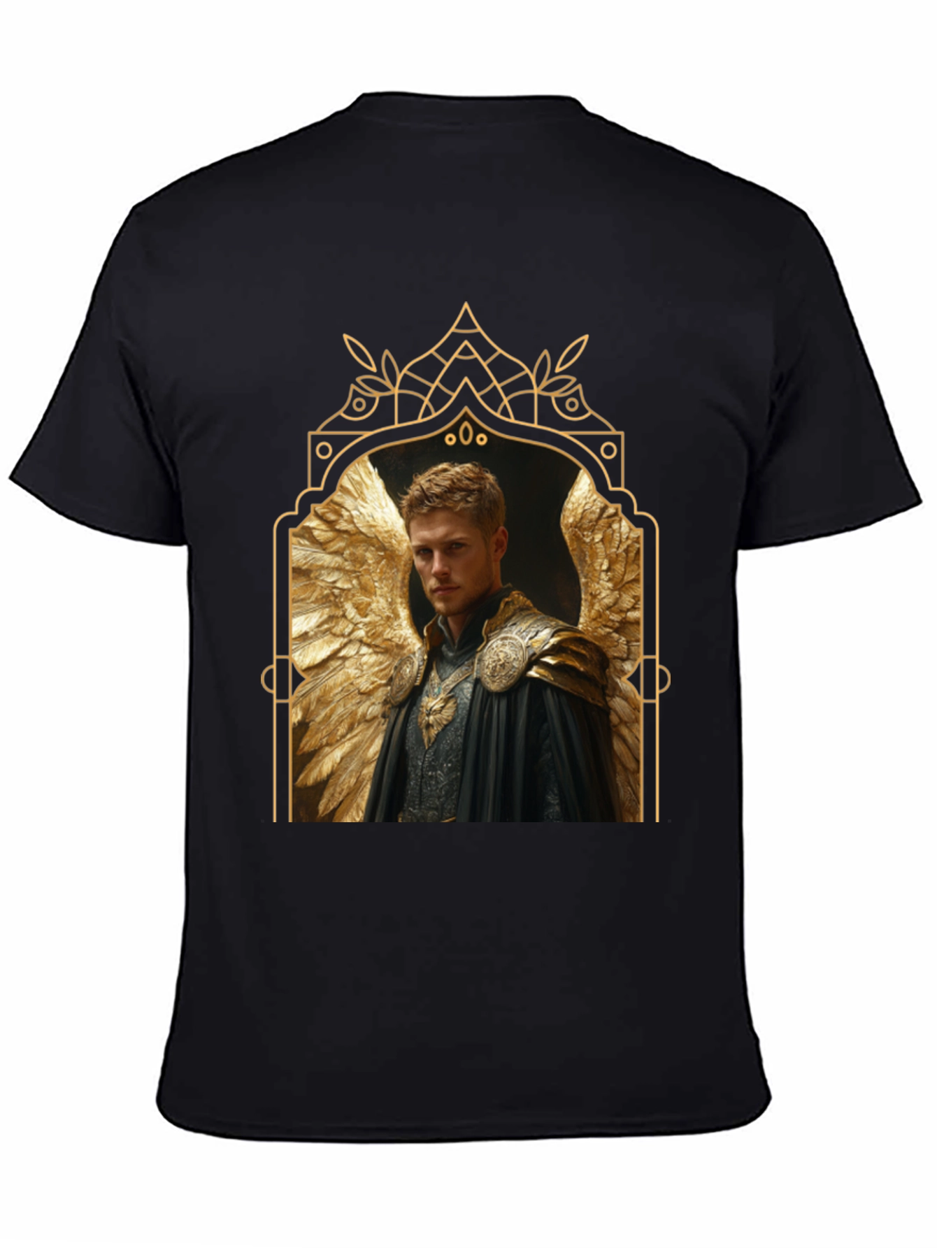 Angel Winged Warrior Black T-Shirt