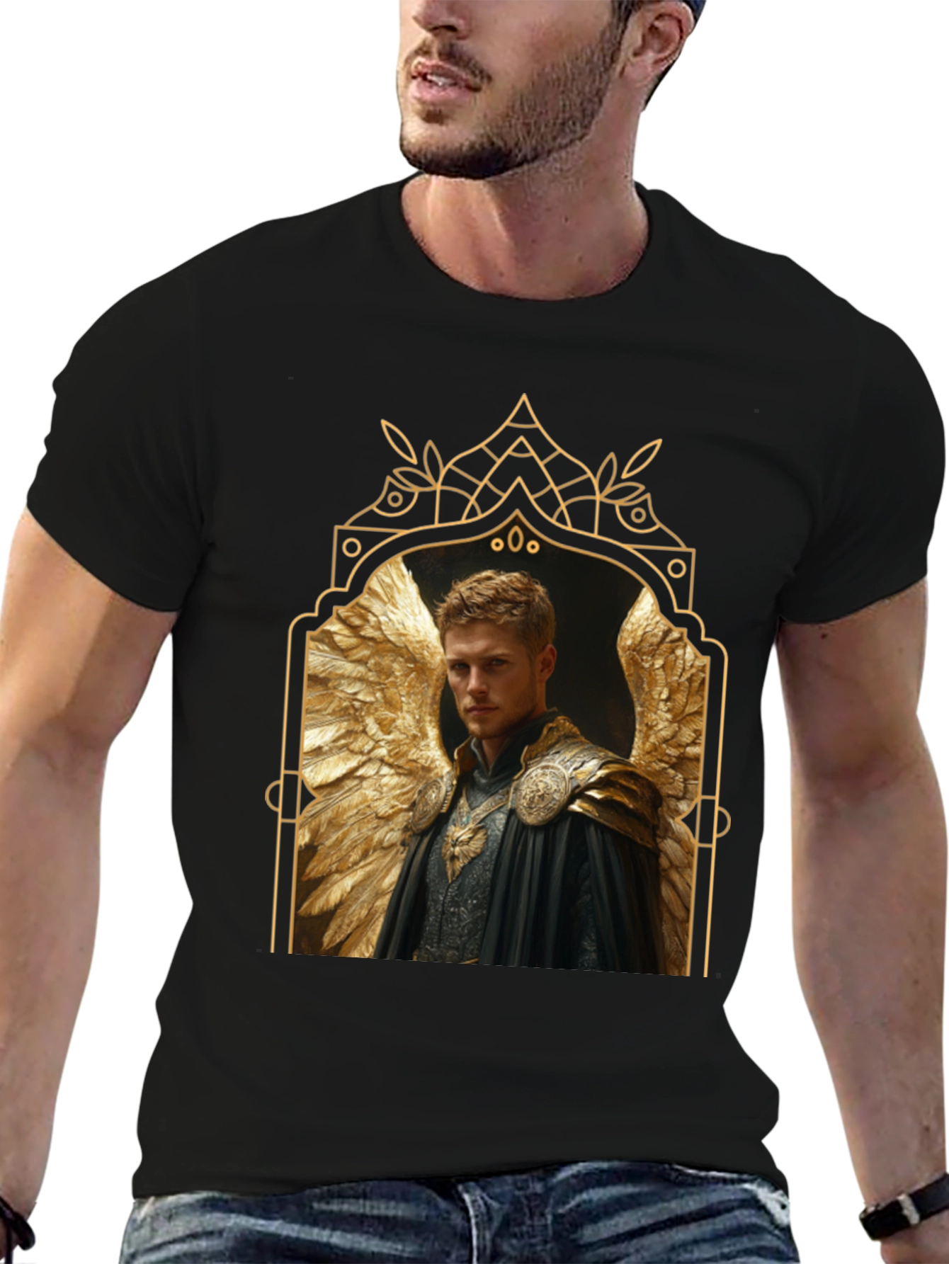 Angel Winged Warrior Black T-Shirt