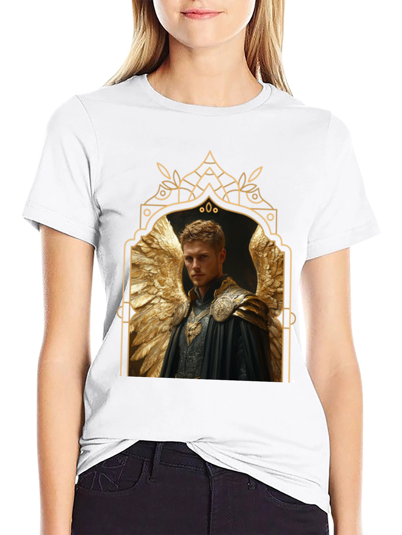 Angel Winged Warrior Black T-Shirt
